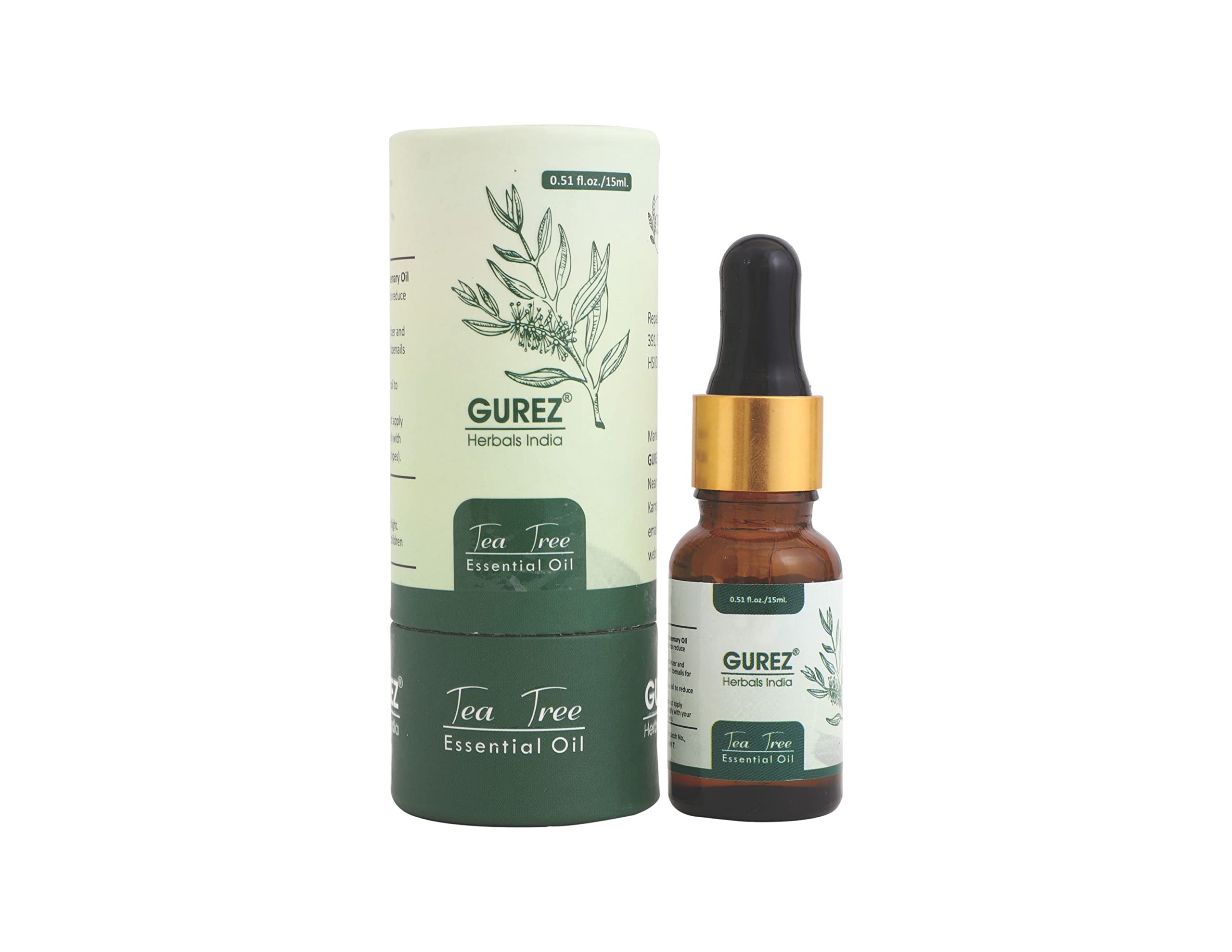 Gurez 100% Pure Tea Tree Essential Oil - 15ml, Natural Undiluted Therapeutic Grade for Skin, Hair & Acne Care | Perfect for Aromatherapy, DIY Beauty Products & Home Remedies