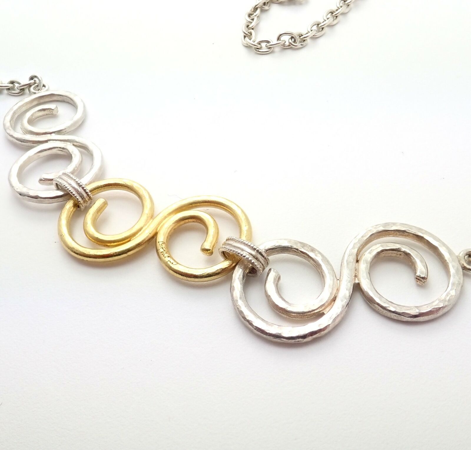 Authentic 24K Yellow Gold & Sterling Silver Long Curl Necklace - 46 Inch Elegant Dainty Chain for Women | Perfect for Weddings, Parties & Special Occasions