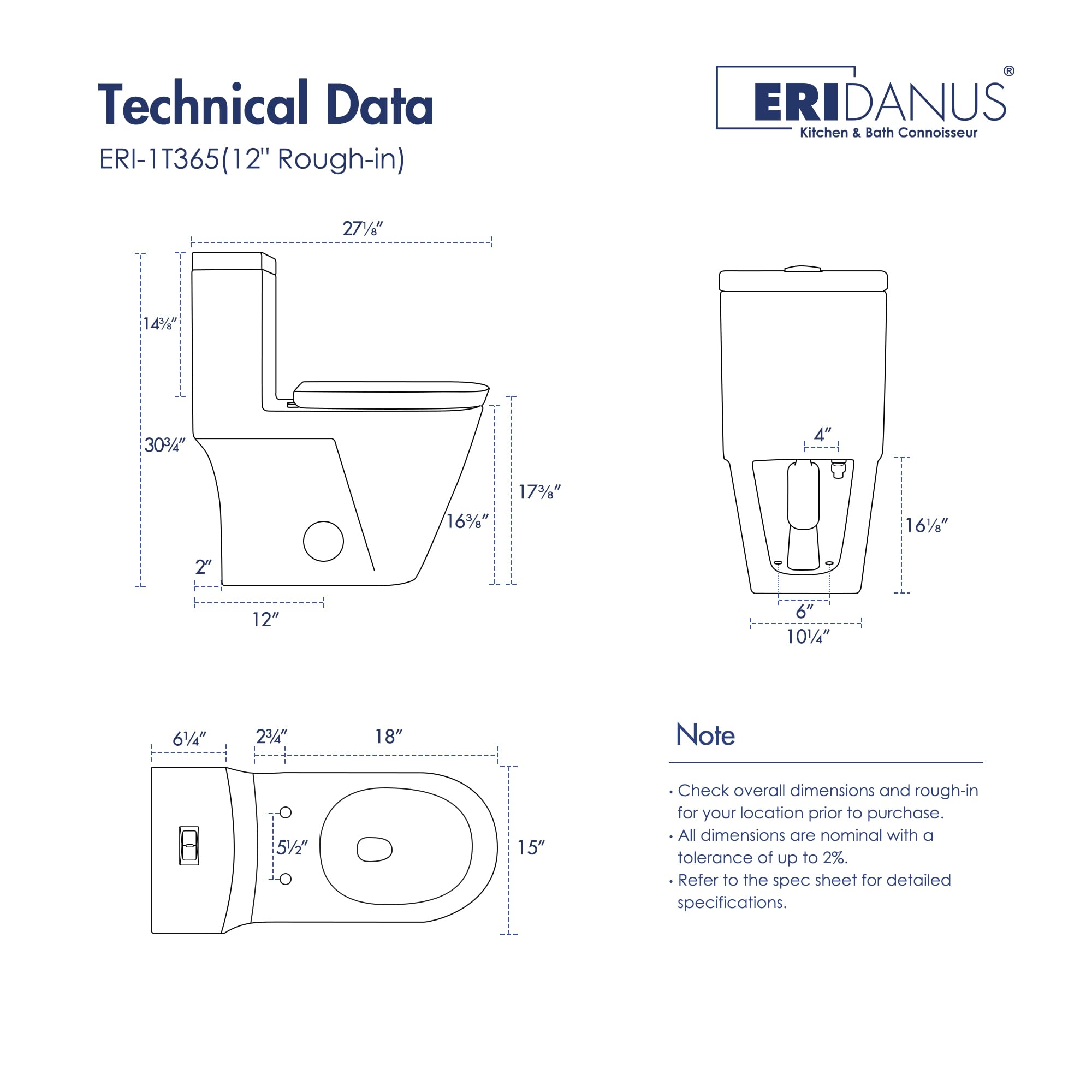 Eridanus One Piece Toilet with Comfort Chair Seat - ADA Compliant 17.3