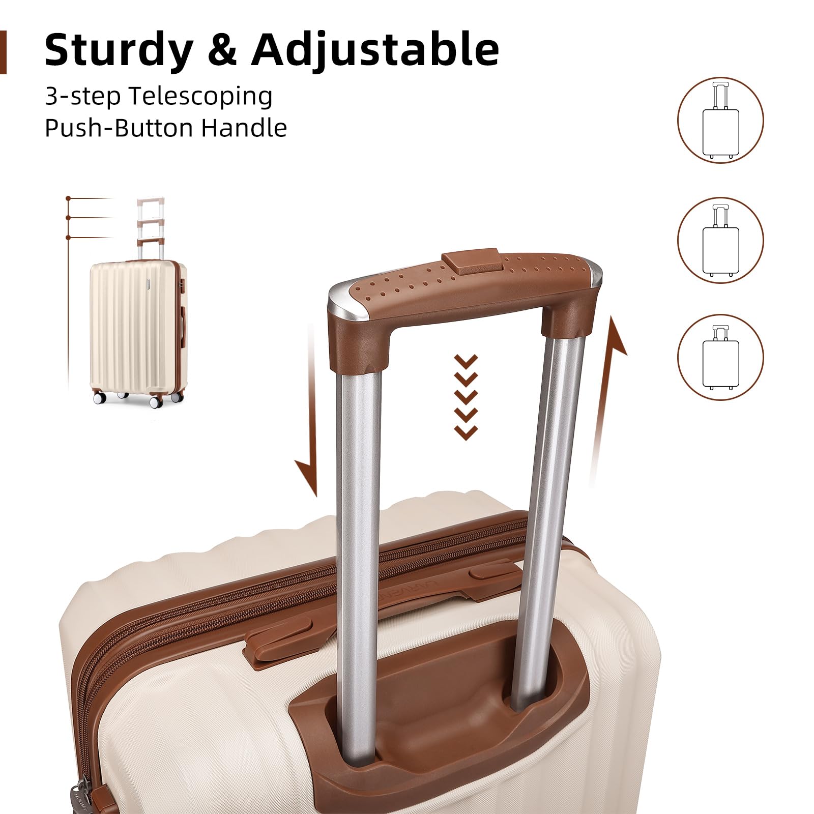 Lavender 6-Piece Expandable Hardside Luggage Set with Spinner Wheels & TSA Locks - Lightweight Carry-On Suitcase for Men & Women in Cream White | Perfect for Air Travel, Family Vacations & Business Trips