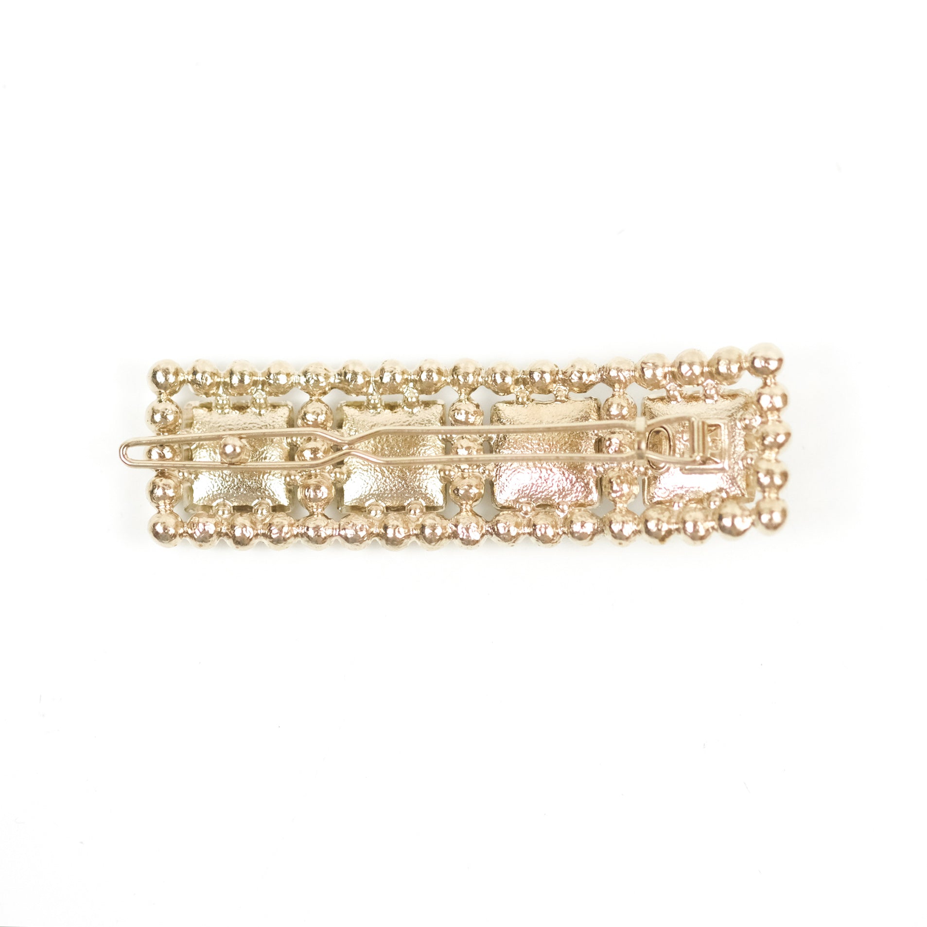 Chanel CC Pearl Grey Square Resin Hair Clip with Gold Tone 21V - Elegant Hair Accessory for Women, Perfect for Weddings, Parties & Everyday Style
