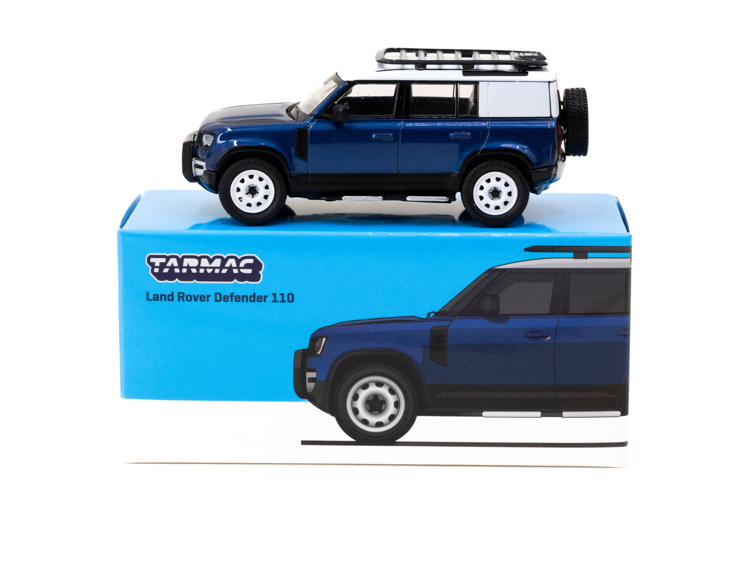 Tarmac Works 1/64 Scale Land Rover Defender 110 Diecast Model Car - Blue - Collectible Miniature Vehicle for Display & Racing | Perfect for Car Enthusiasts & Toy Collectors