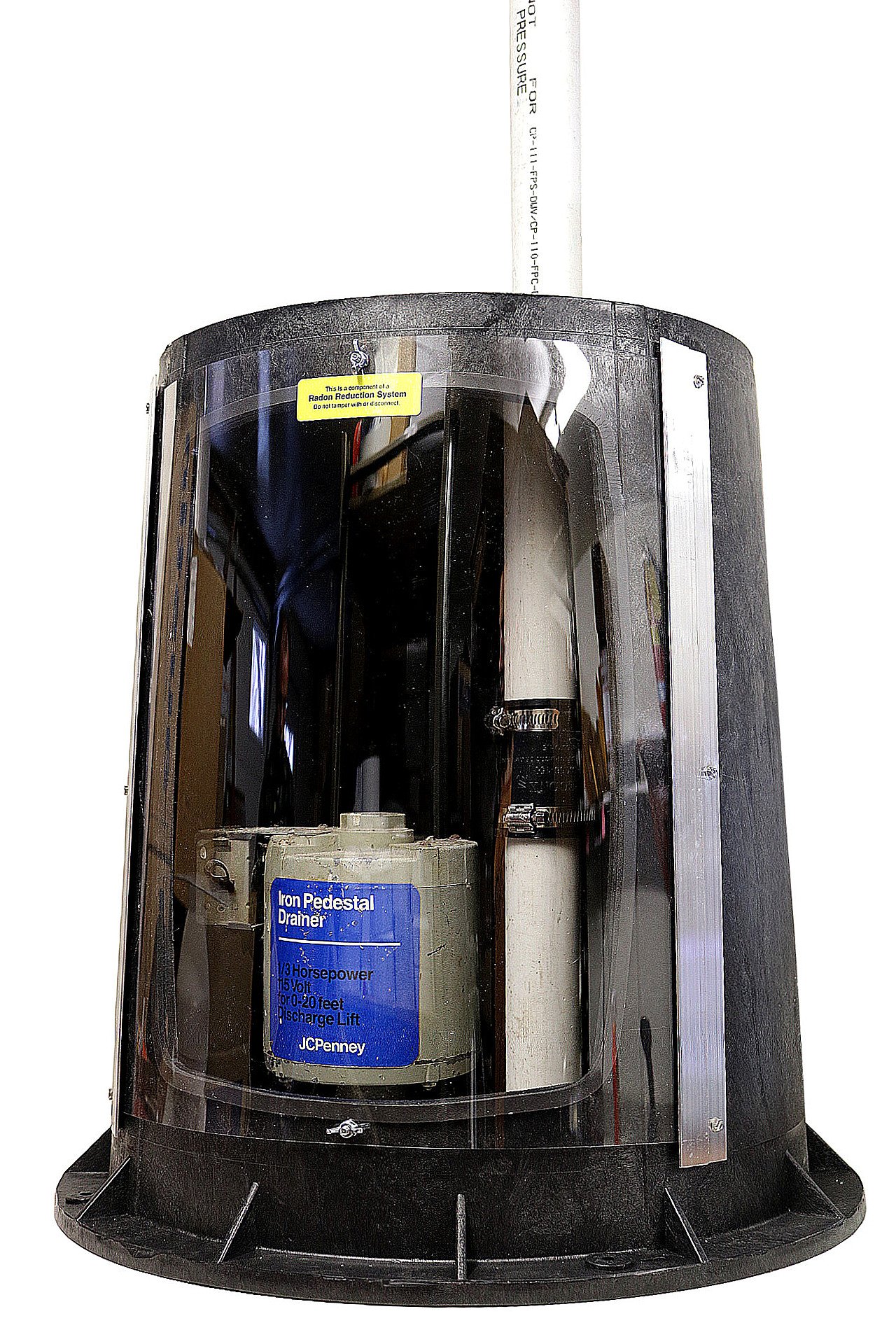 Radon Mitigation System Pedestal Sump Cover & Pipe Seals - Basement Waterproofing & Radon Gas Protection Solution for Homes