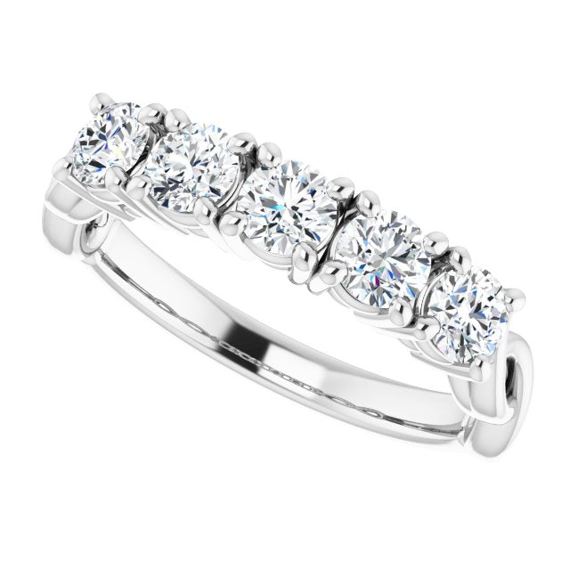 0.85 Carat Round Cut Diamond Wedding Band - 5 Stone Anniversary Ring for Women - Elegant Bridal Jewelry for Engagement, Proposal & Special Occasions