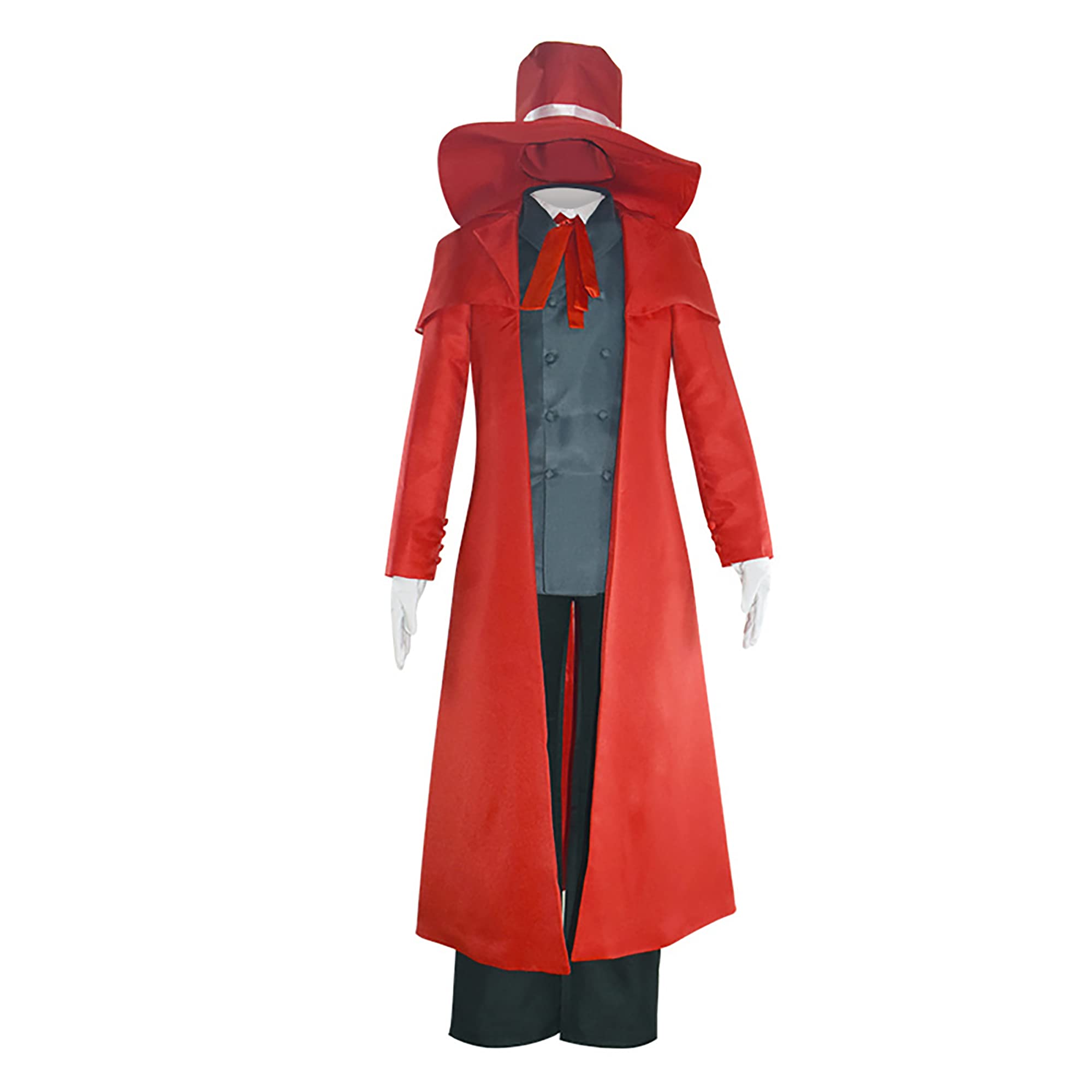 Hellsing Anime Cosplay Costume Full Set - Alucard Uniform for Men (Red) | Halloween, Comic Con & Cosplay Party Outfit
