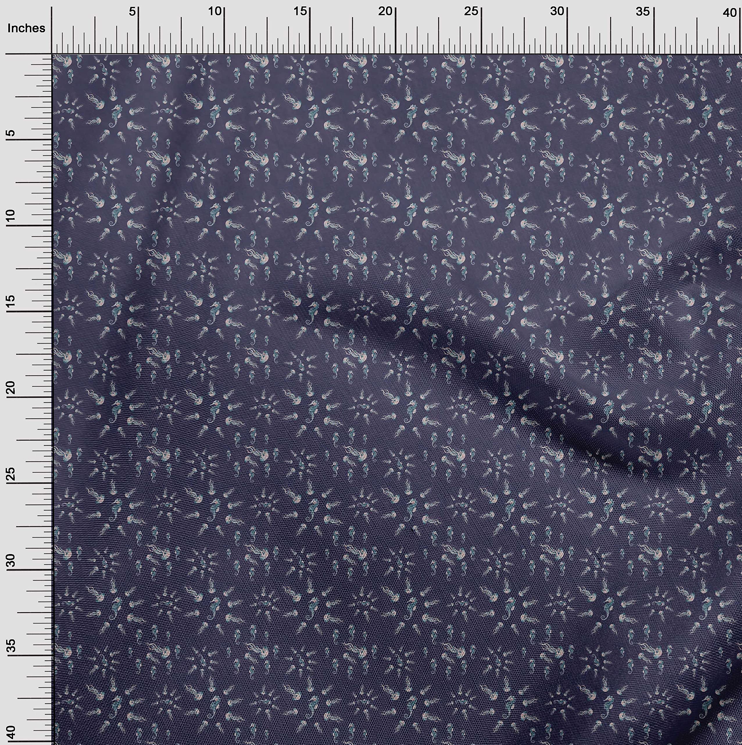 oneOone Velvet Blue Fabric by The Yard - 58 Inch Wide Printed DIY Sewing Material for Clothing, Crafts & Home Decor | Perfect for Dresses, Curtains & Upholstery