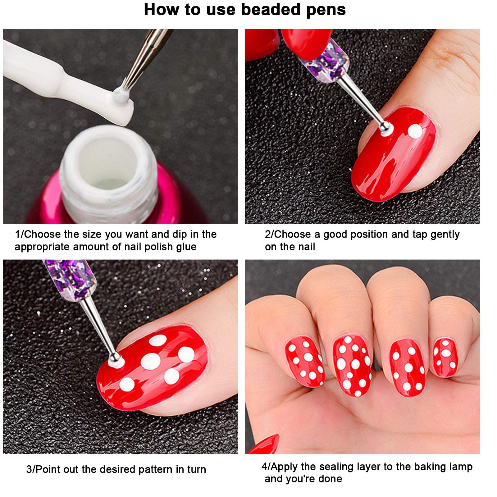 5Pcs Nail Dotting Pen Set - Professional Dotting Painting & Polish Carving Tools for Nail Art Designs - Perfect for Gel Polish Decoration & Manicures - Ideal for DIY Nail Art, Salon Use & Home Manicures
