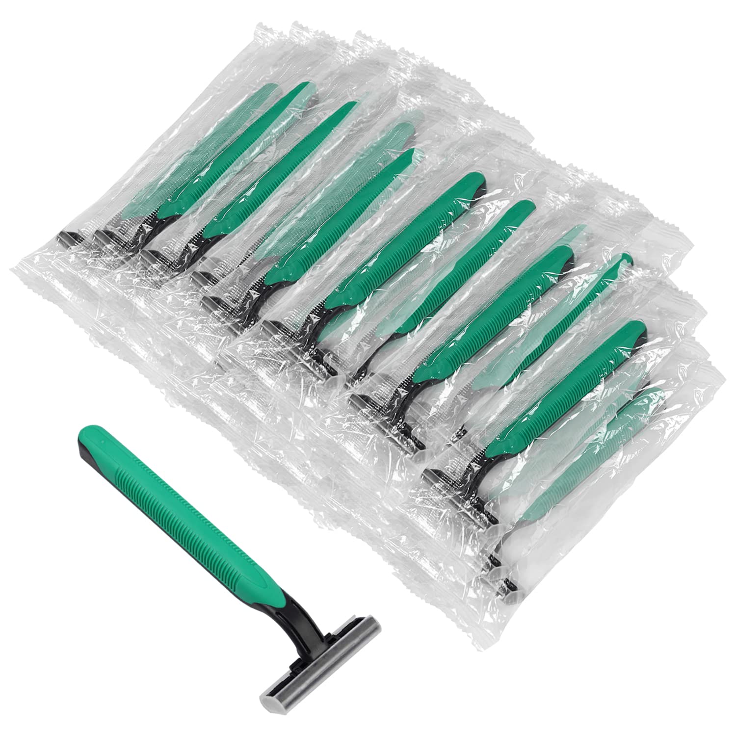 Bulk Disposable Twin Blade Razors - 30 Individually Wrapped Razors with Clear Safety Caps for Travel, Hotels, Airbnb & Shelters | Perfect for Personal Grooming, Emergency Kits & Travel Essentials