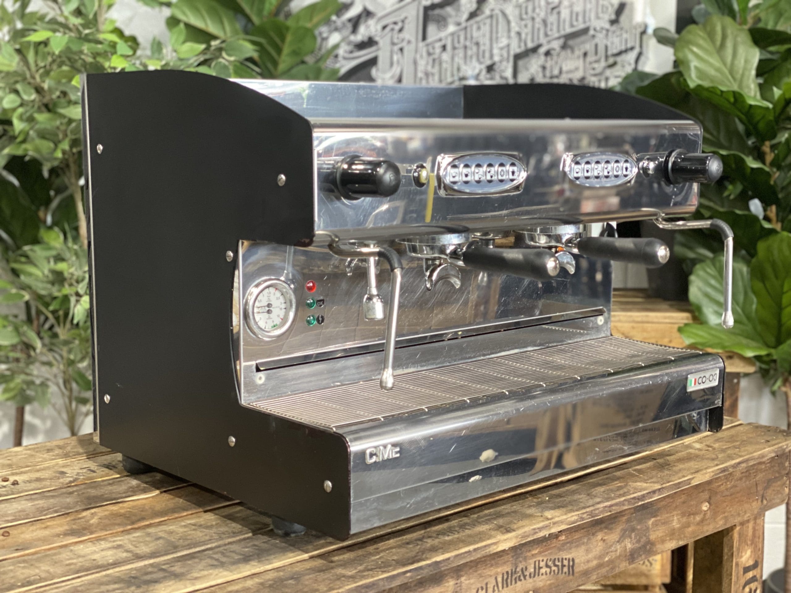 CIME CO 03 2 Group Black Commercial Espresso Machine for Coffee Shops, Restaurants & Cafes - Professional Grade Coffee Maker with Dual Boiler System