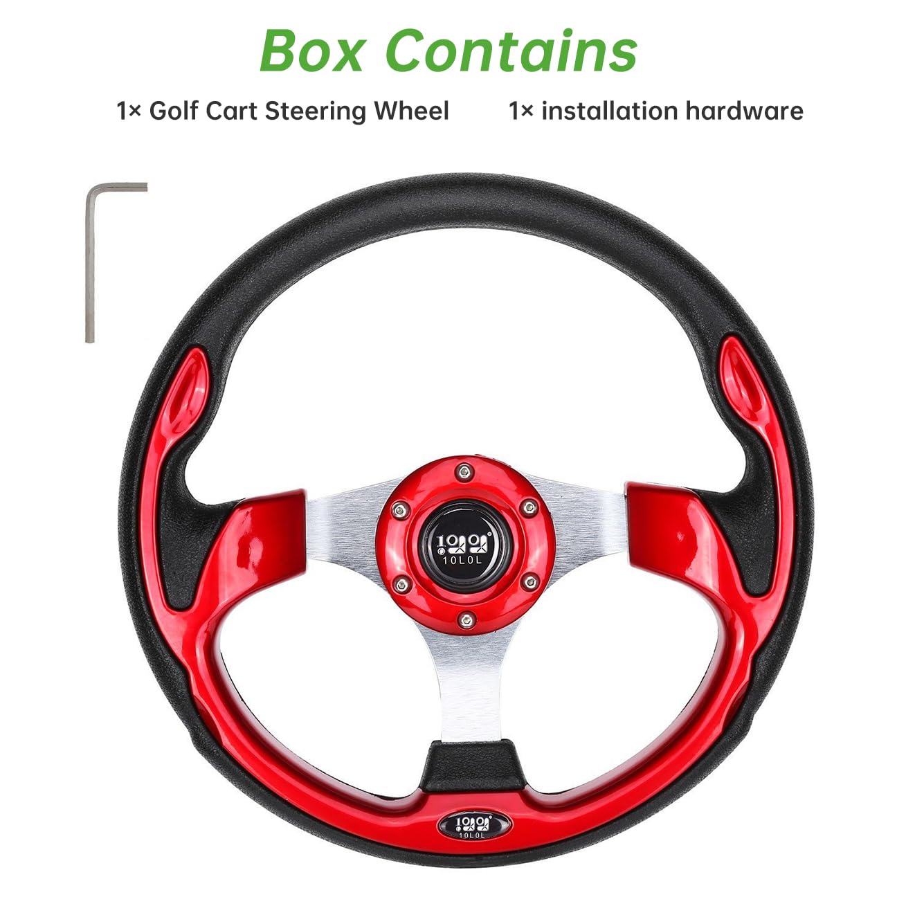 Universal 10L0L Golf Cart Steering Wheel - Fits Yamaha EZGO RXV & TXT, Club Car DS, Precedent Tempo Models - Durable Replacement for Enhanced Driving Comfort (Perfect for Golf Courses, Resorts & Neighborhood Transport)