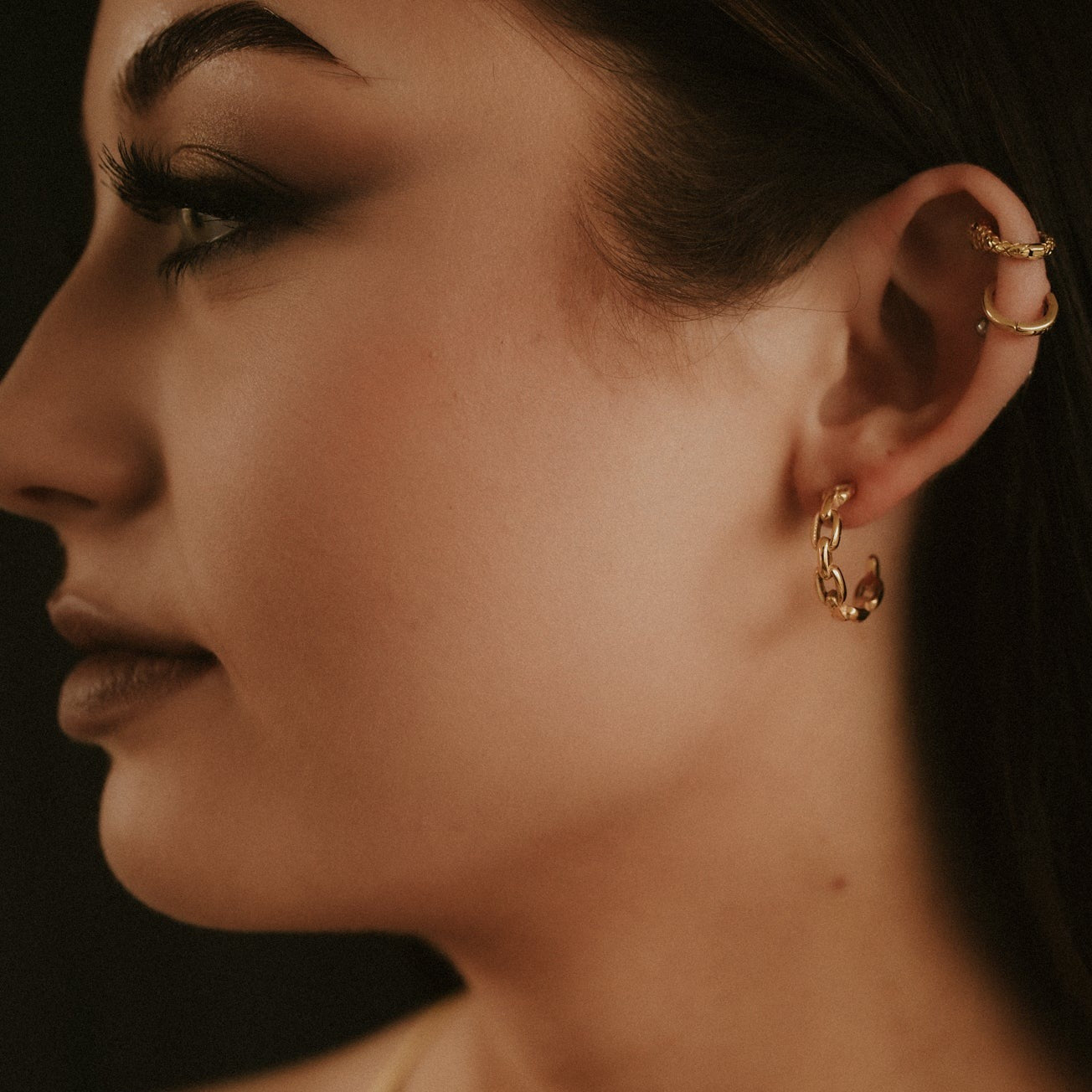 Chained Up Gold Chain Hoop Earrings - 14K Gold Plated Dangle Earrings for Women - Perfect for Parties, Weddings & Everyday Wear