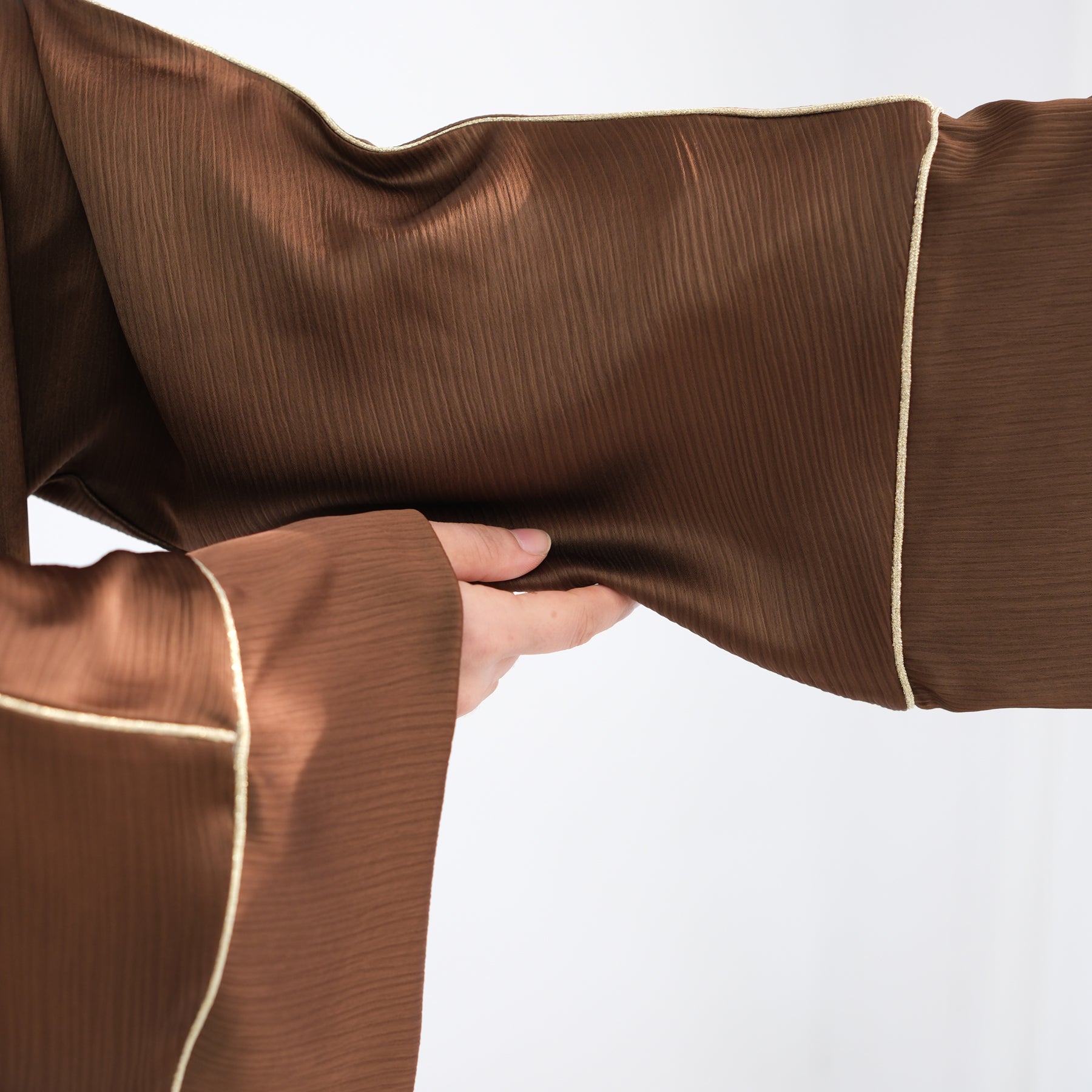 Elegant Ayana Textured Piping Detail Abaya Dress - Bronze Color for Women | Perfect for Islamic Prayer, Mosque Visits & Special Occasions