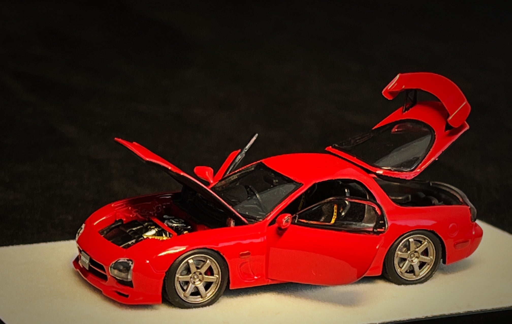 PREORDER PGM Models 1:64 Scale Mazda RX-7 FD3S Diecast Car - Red Standard Square Base Version - Perfect for Collectors & Display Cases