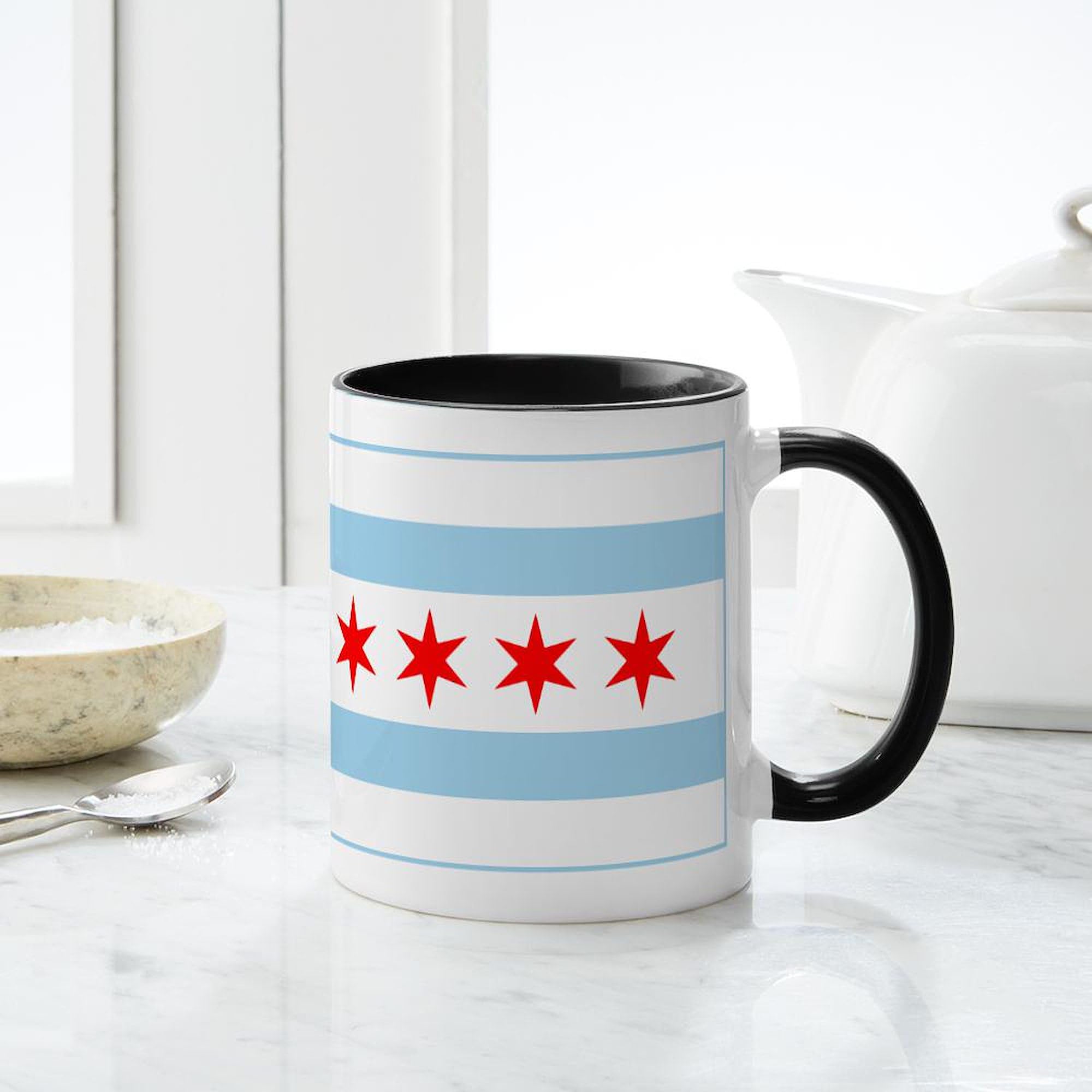 Chicago Flag Ceramic Coffee Mug 11 oz (325 ml) - Durable & Stylish Travel Mug for Office, Home, or Gifts
