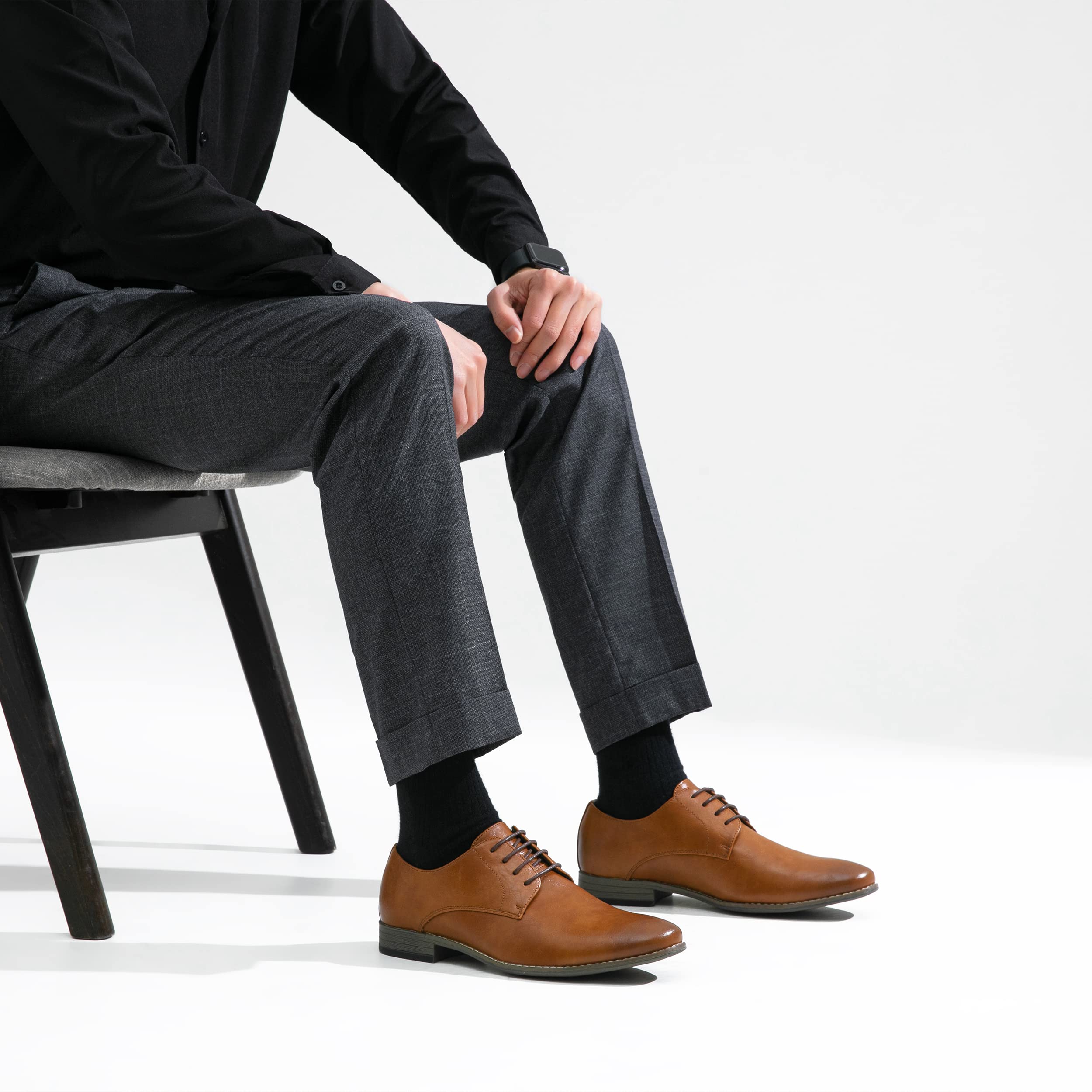 Jousen Men's Oxford Plain Toe Dress Shoes - Classic Formal Derby Shoes for Business, Wedding & Office Wear - Comfortable Leather Dress Shoes for Men