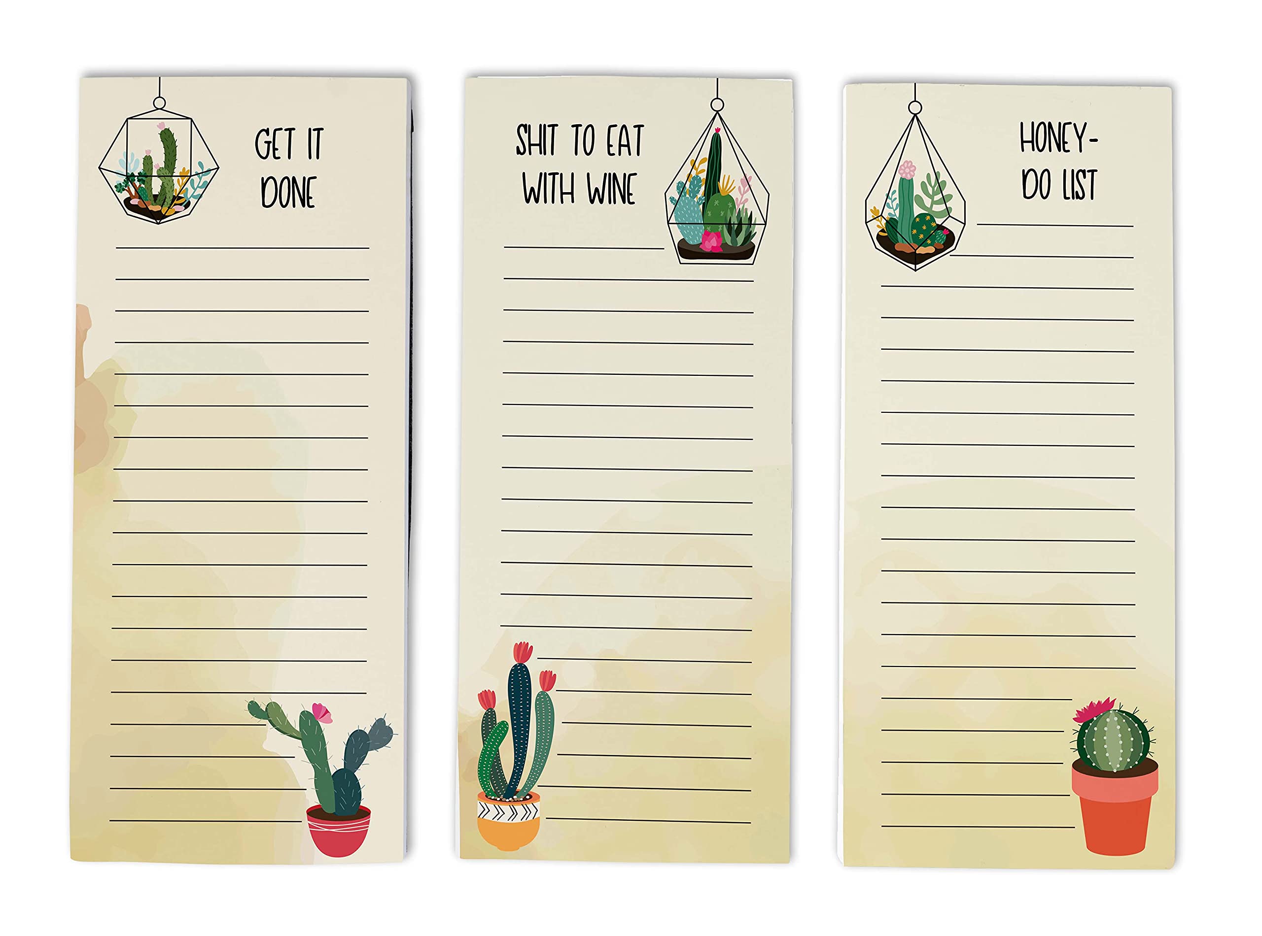 3-Pack Magnetic Fridge To-Do List Notepads - 50 Sheets Each - Reusable Dry Erase Memo Pads for Refrigerator, Kitchen & Office Organization - Perfect for Grocery Lists, Reminders & Family Messages
