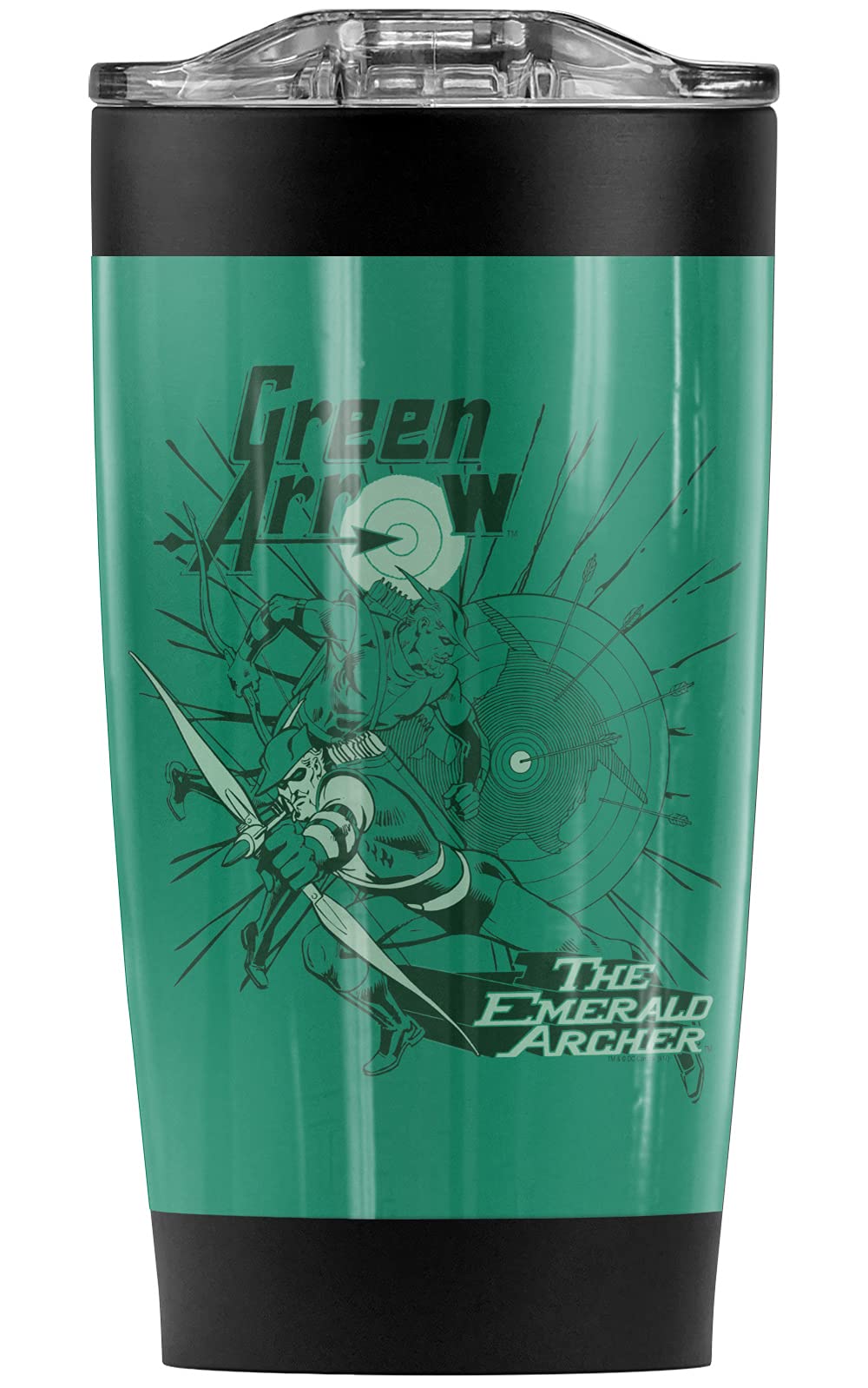Justice League Green Arrow The Emerald Archer 20 oz Stainless Steel Tumbler - Vacuum Insulated Travel Mug with Leakproof Lid for Coffee & Cold Drinks | Perfect Superhero Gift for Office, Gym & Outdoor Adventures