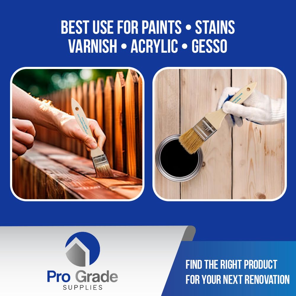 Professional Grade 1.5 Inch Chip Paint Brushes - Pack of 24 Light Brown Natural Bristle Brushes for Wood Staining, Furniture Painting, and DIY Home Improvement Projects