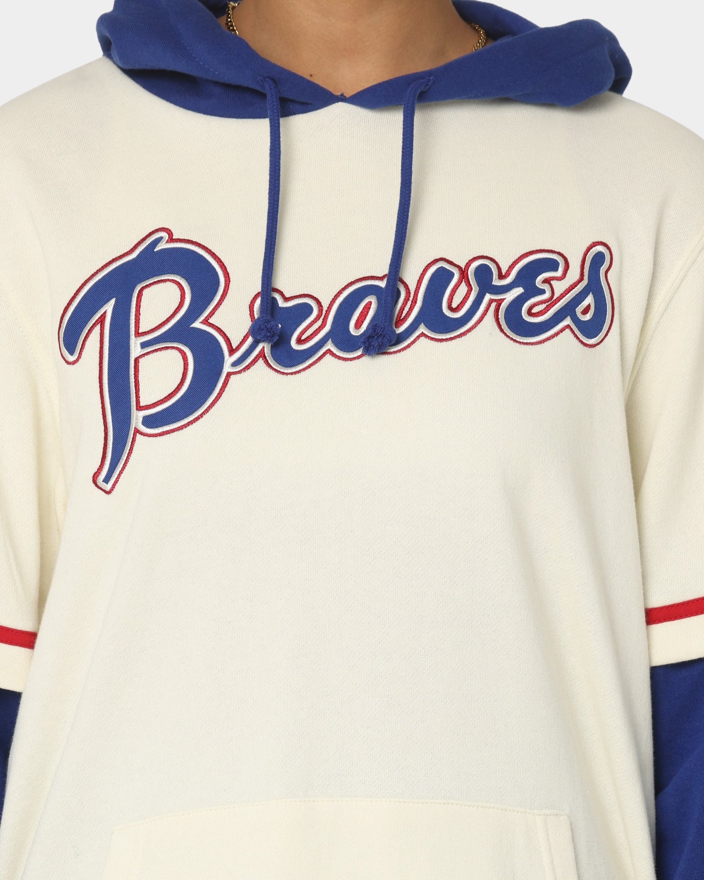 47 Brand Atlanta Braves Shortstop Hoodie Cream - Cozy & Stylish MLB Baseball Hooded Sweatshirt for Men & Women - Perfect for Game Day, Casual Wear & Outdoor Activities