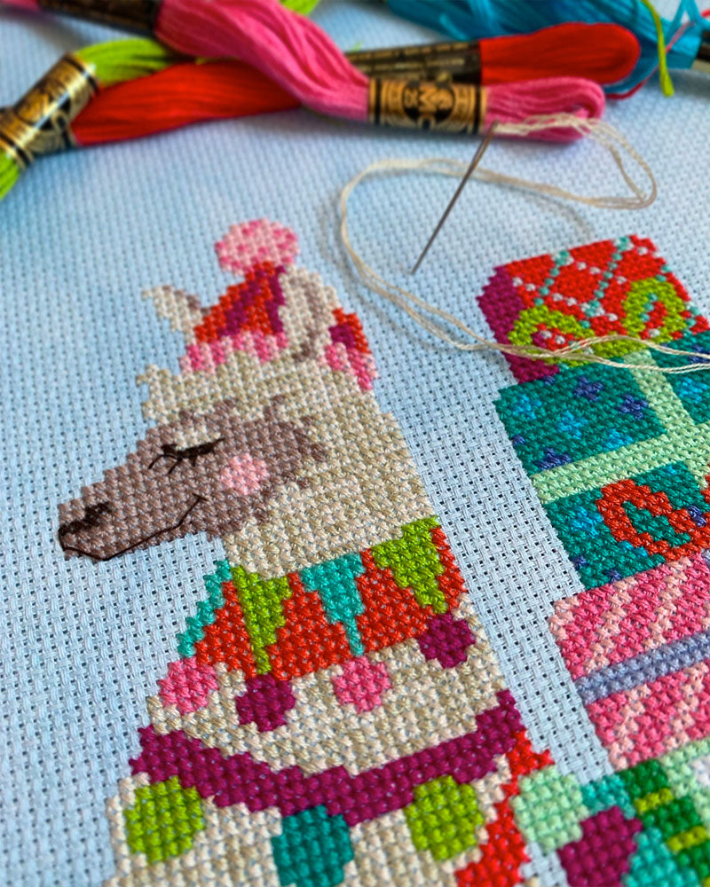 Fa La La Llama Christmas Stocking Cross Stitch Pattern PDF - Holiday Embroidery Design for DIY Stockings, Festive Home Decor & Handmade Gifts