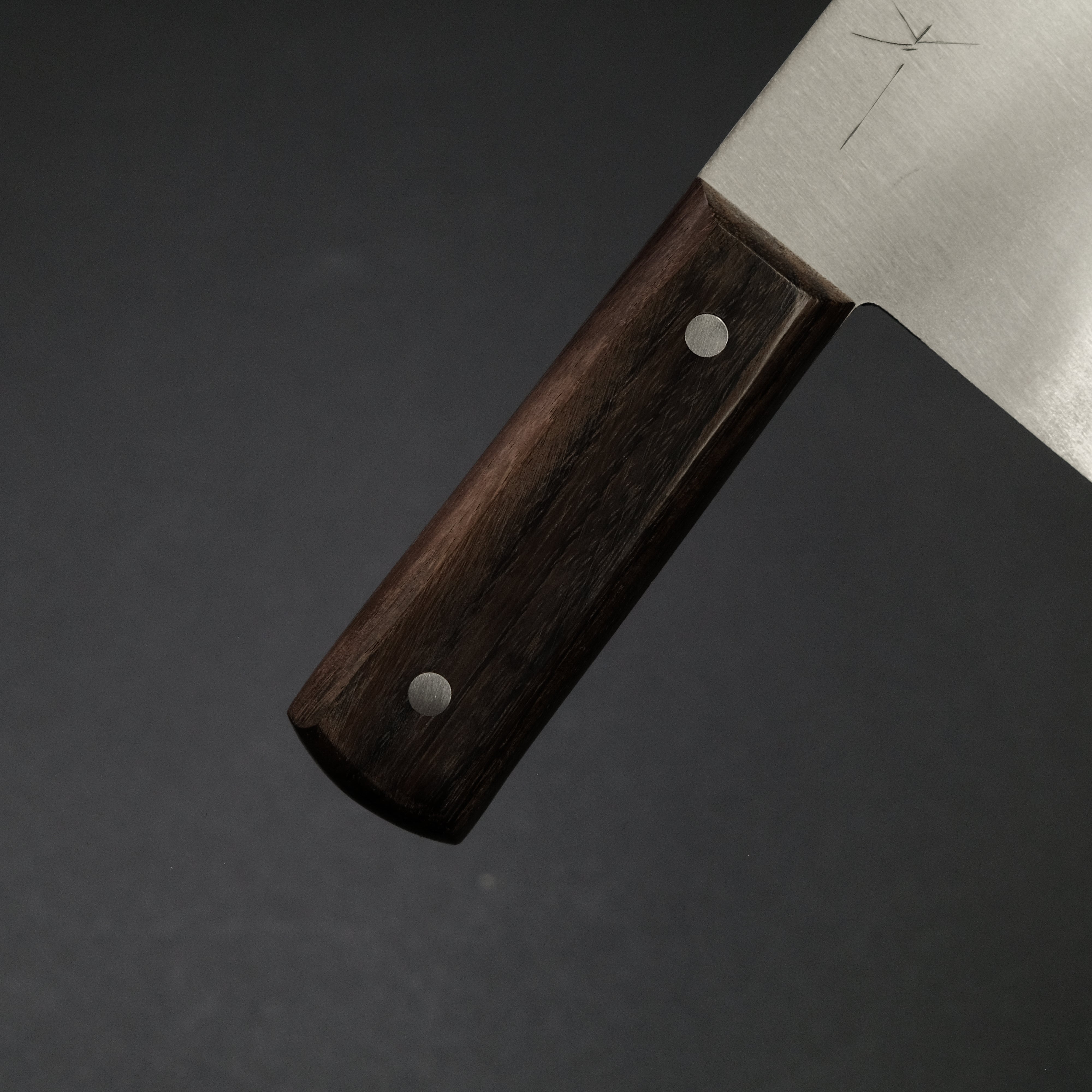 Hitohira Nihonko 220mm Carbon Steel Chinese Chef Cleaver with Rosewood Handle - Professional Kitchen Knife for Chopping, Slicing Meat & Vegetables