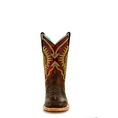 Anderson Bean Kids Red & Brown Square Toe Cowboy Boots for Boys & Girls - Western Style Boots for Rodeo, Horse Riding & Country Fashion