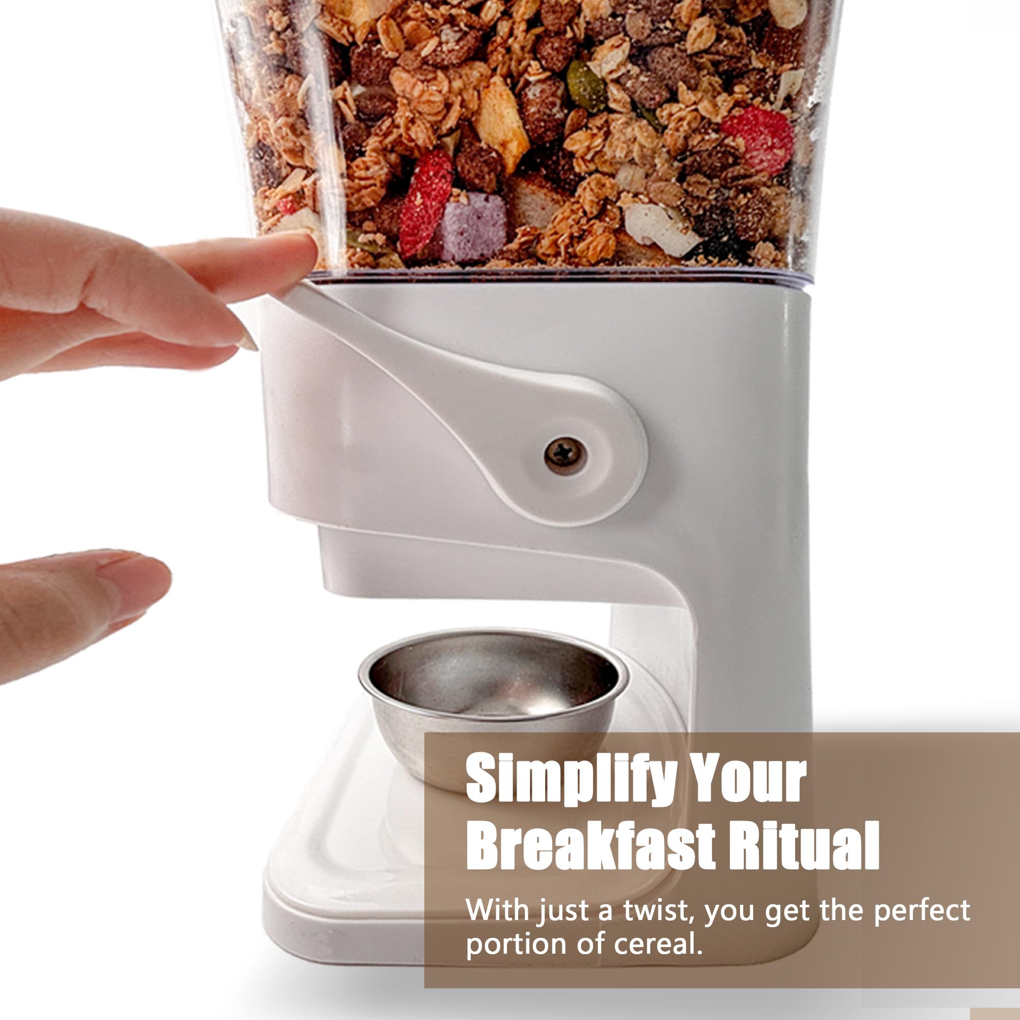Meegoo 5.5L Large Airtight Cereal Storage Container - Dry Food Dispenser for Grains, Rice, Nuts, Beans & Candy | BPA-Free Kitchen Organization | Perfect for Pantry, Countertop & Bulk Food Storage (White)