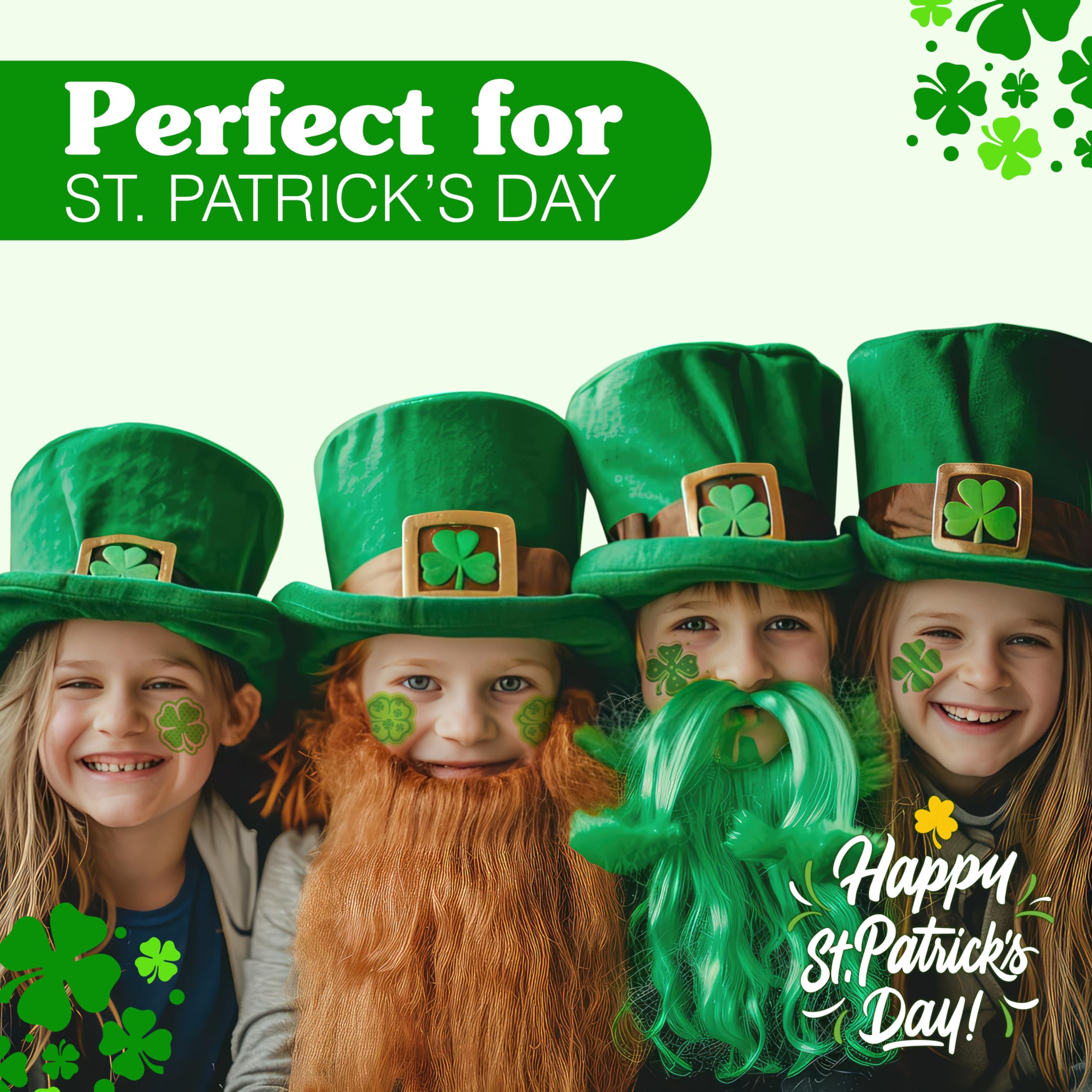4E's Novelty Shamrock Temporary Tattoos - 72 Individually Wrapped St. Patrick's Day Tattoos for Kids & Adults | Irish Party Favors, Face & Body Art | Perfect for St. Paddy's Day Celebrations, Irish-Themed Parties & Festive Gift Giving