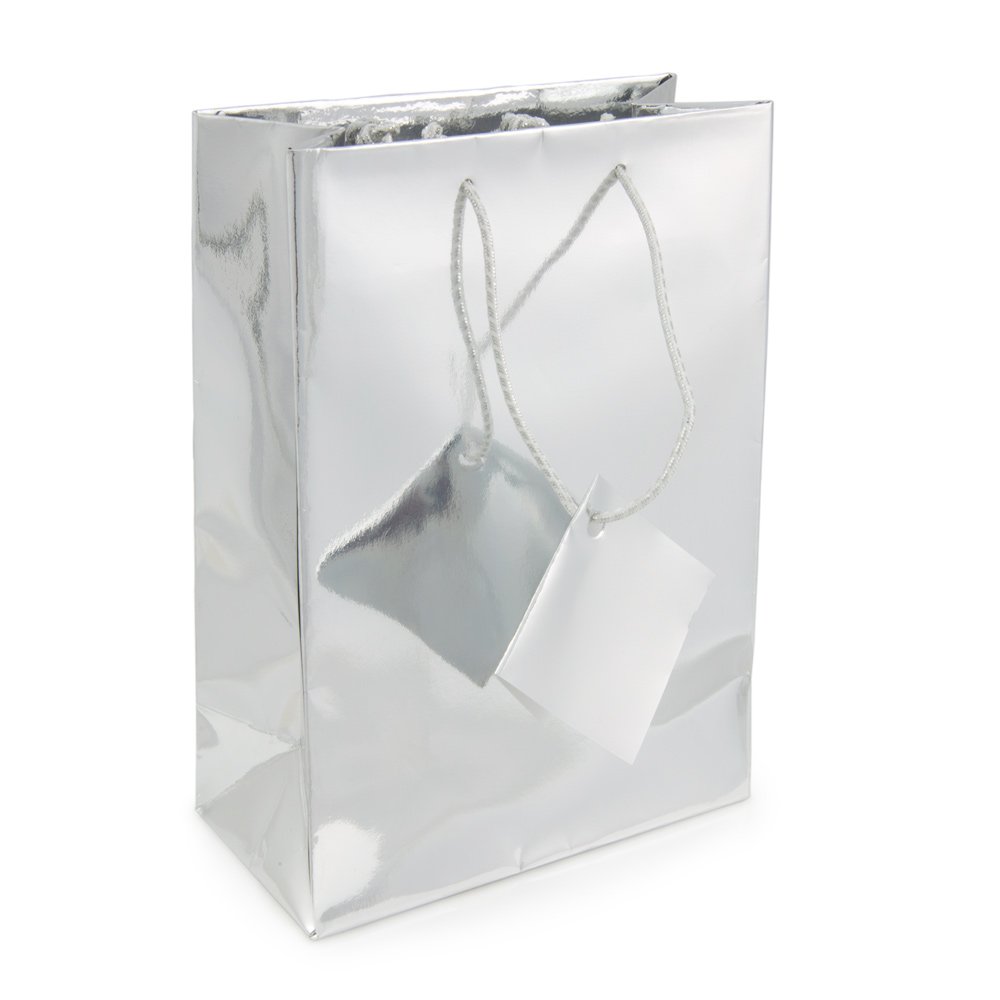 Premium Metallic Silver Gift Bags (20-Pack) - Elegant Party Favors, Wedding Gifts & Holiday Present Packaging for Special Occasions