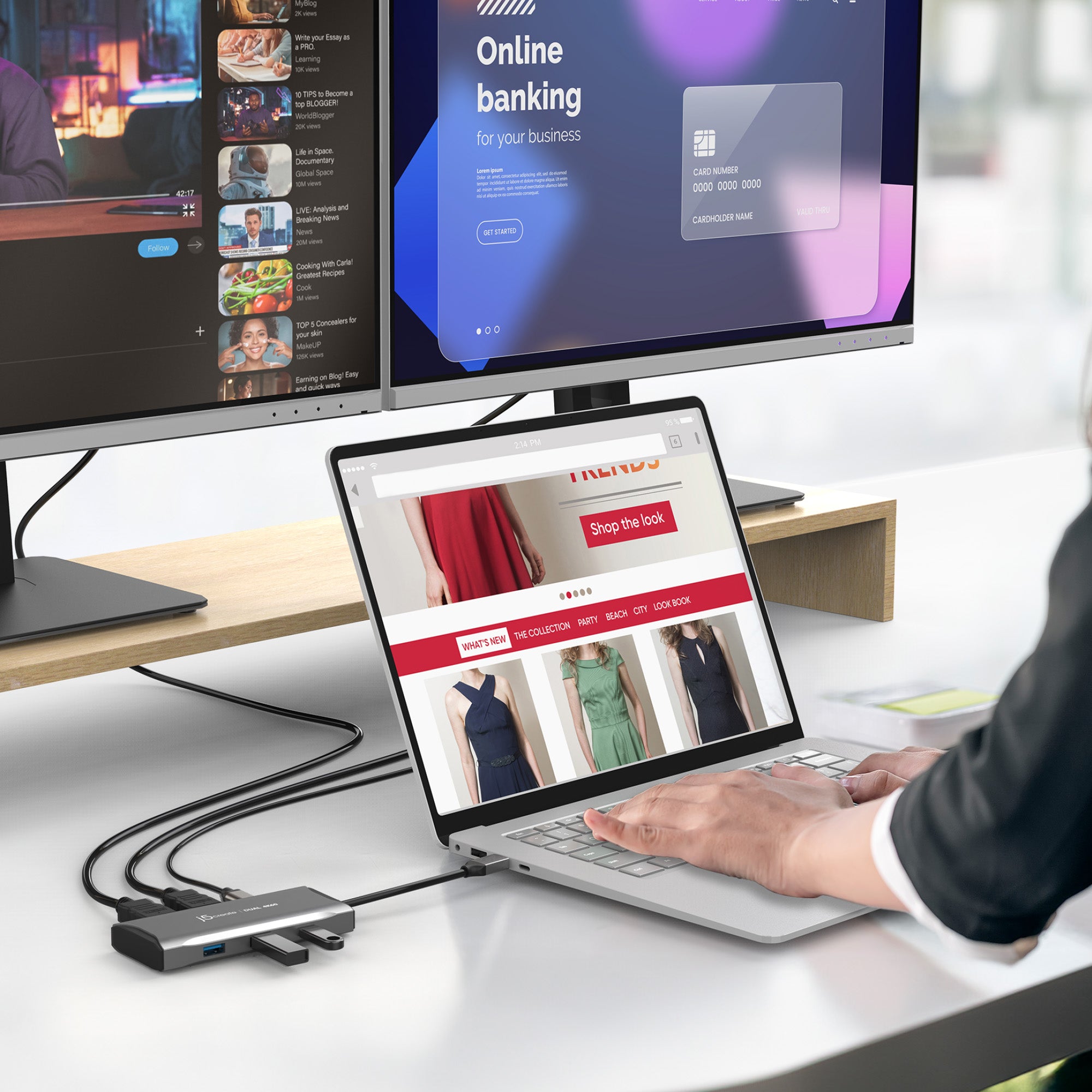 USB C Dual HDMI 4K60 Mini Dock - Portable USB-C Hub with Dual 4K HDMI Outputs for MacBook, Dell, HP Laptops - Perfect for Home Office, Gaming & Multi-Monitor Setup