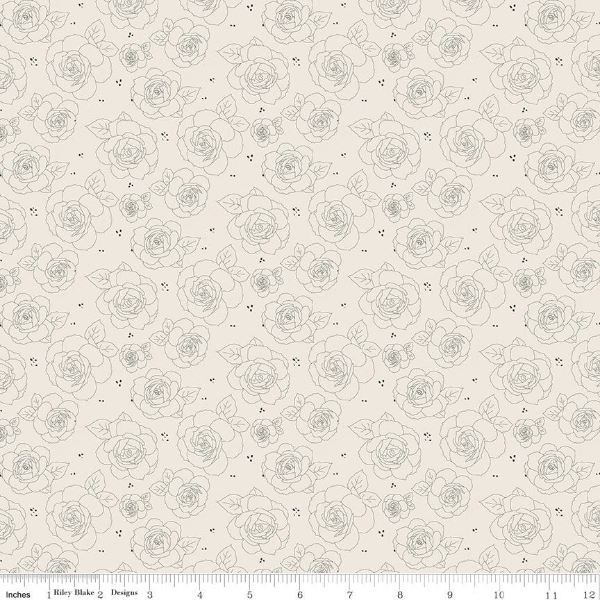 Forgotten Memories Floral Fabric by Riley Blake Designs | C12754 Off White Cotton Quilting Material for DIY Crafts, Home Decor & Sewing Projects
