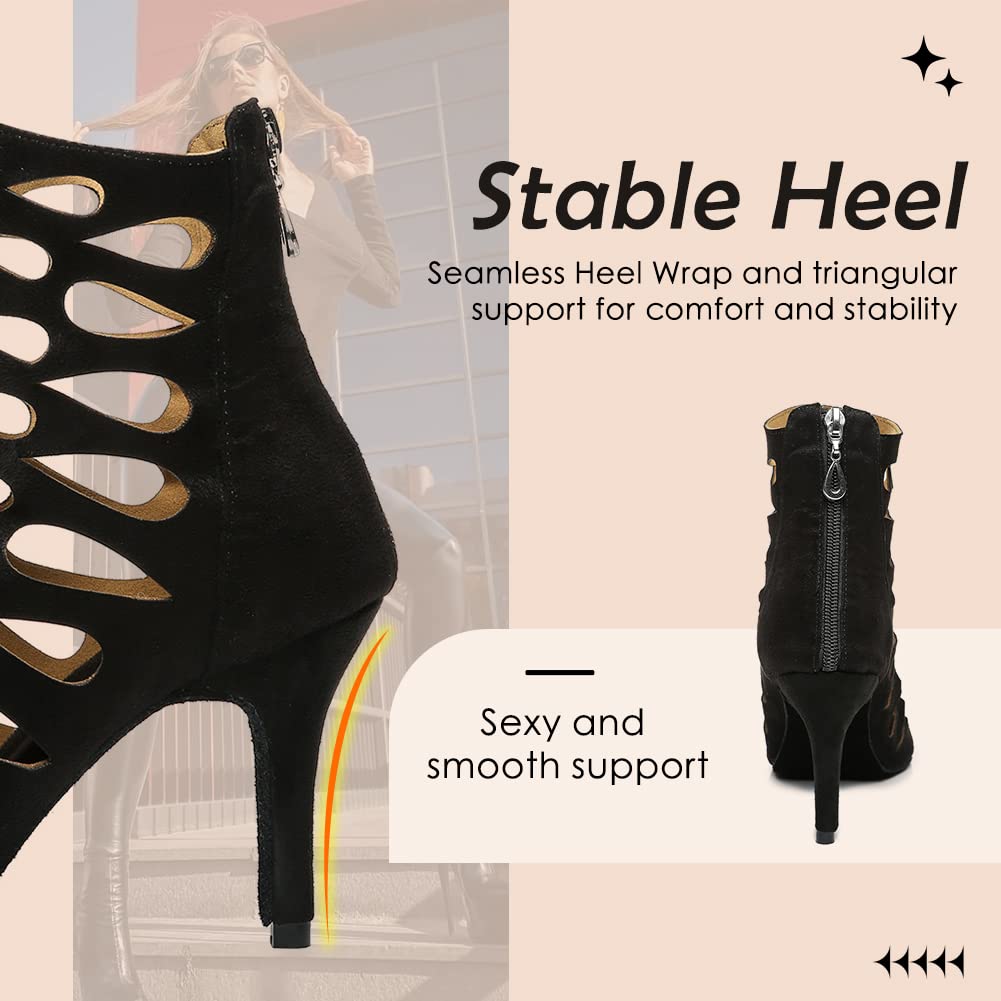 Latin Salsa Dance Boots for Women - Open Toe Ankle Ballroom Performance & Practice Shoes YCL455 | Perfect for Salsa, Bachata, Tango & Dance Competitions