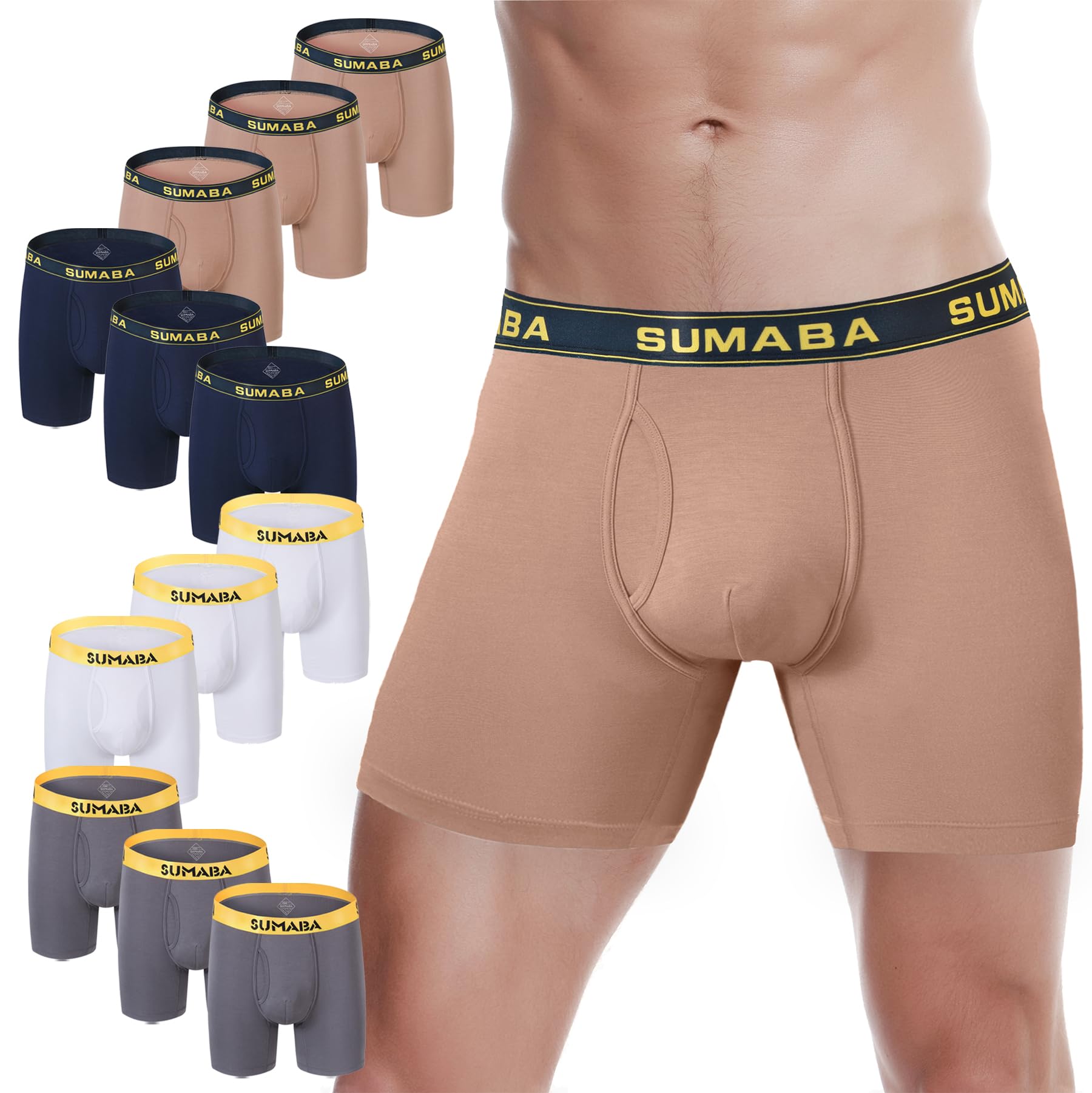 Breathable Long Leg Men's Boxer Briefs with Pouch & Anti-Ride Up Design - Comfortable Underwear for Workout, Sports & Everyday Wear