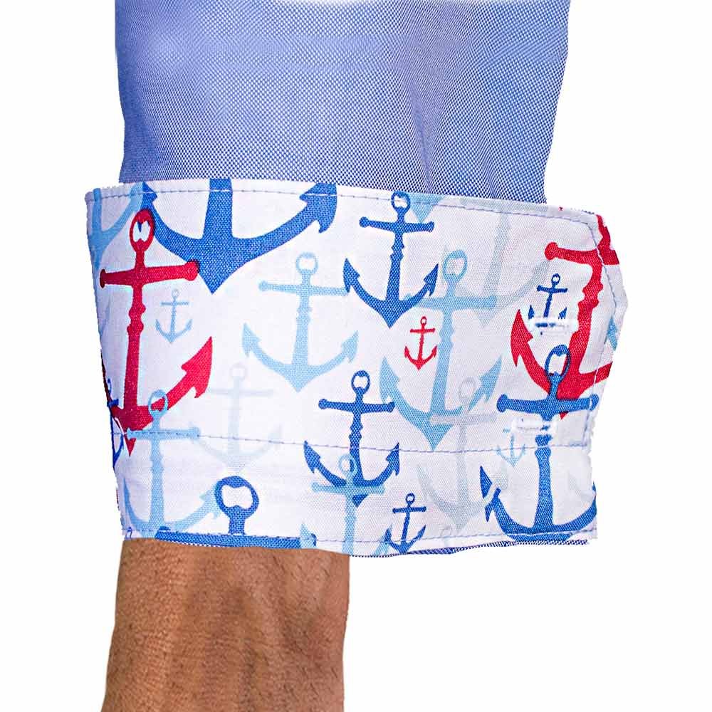 Premium Blue Oxford Dress Shirts with Anchor Design - 100% Made in USA - Perfect for Business Casual & Formal Occasions