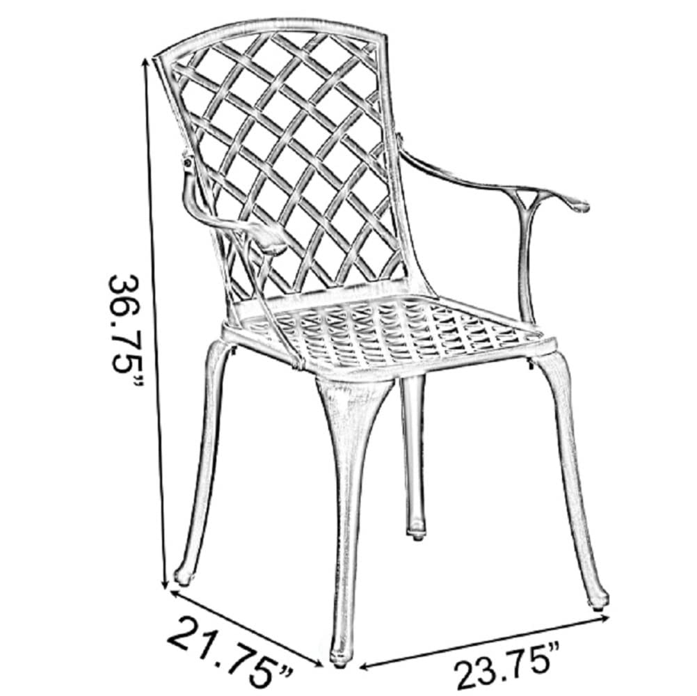 Gardenised Patio Bistro Chairs Set of 2 - Indoor & Outdoor Cast Aluminum Dining Chairs with Armrests in Bronze Finish | Perfect for Backyard, Garden, Cafe, and Restaurant Seating