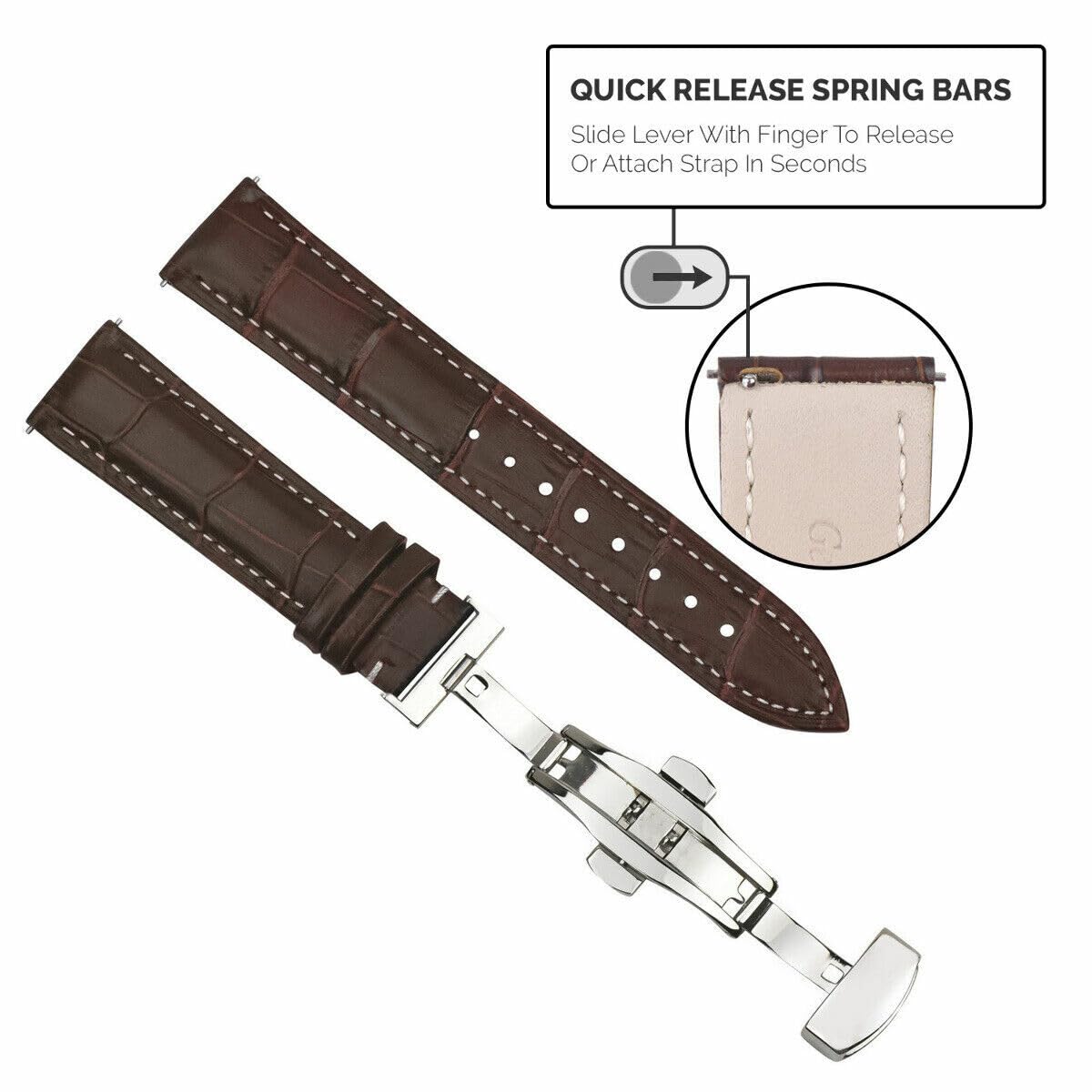 16-24mm Genuine Leather Watch Band Strap with Quick Release - Compatible with Citizen Watches - Perfect for Dress, Business & Everyday Wear