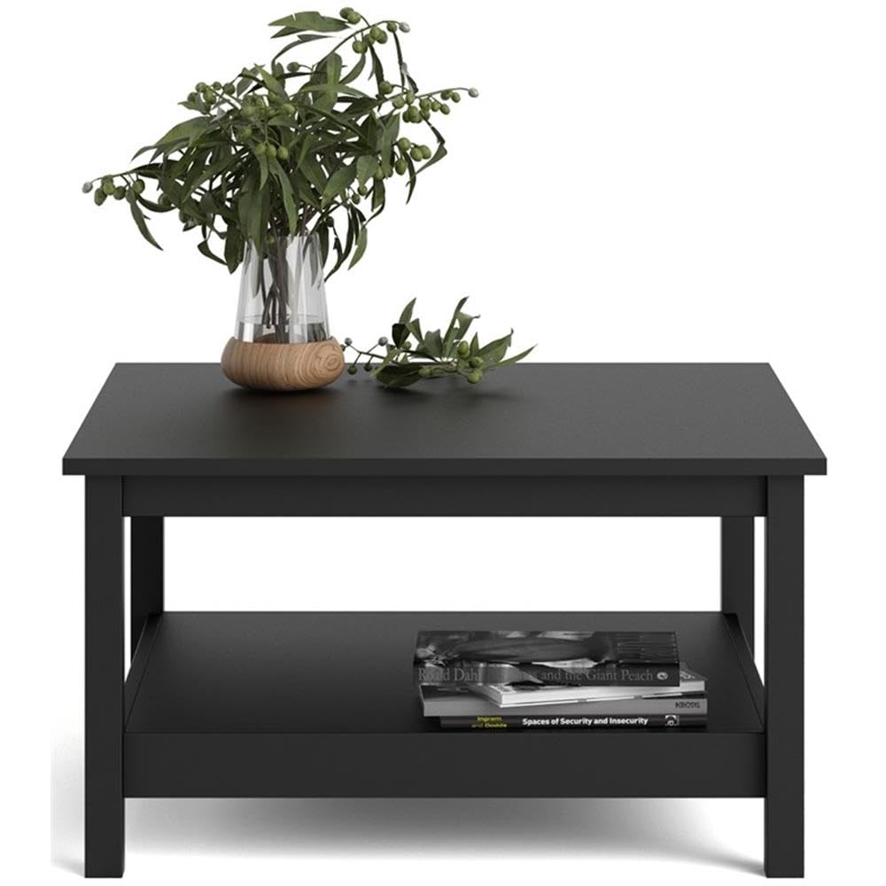 Pemberly Row Black Matte Coffee Table - Modern Living Room Furniture for Home Decor & Entertainment