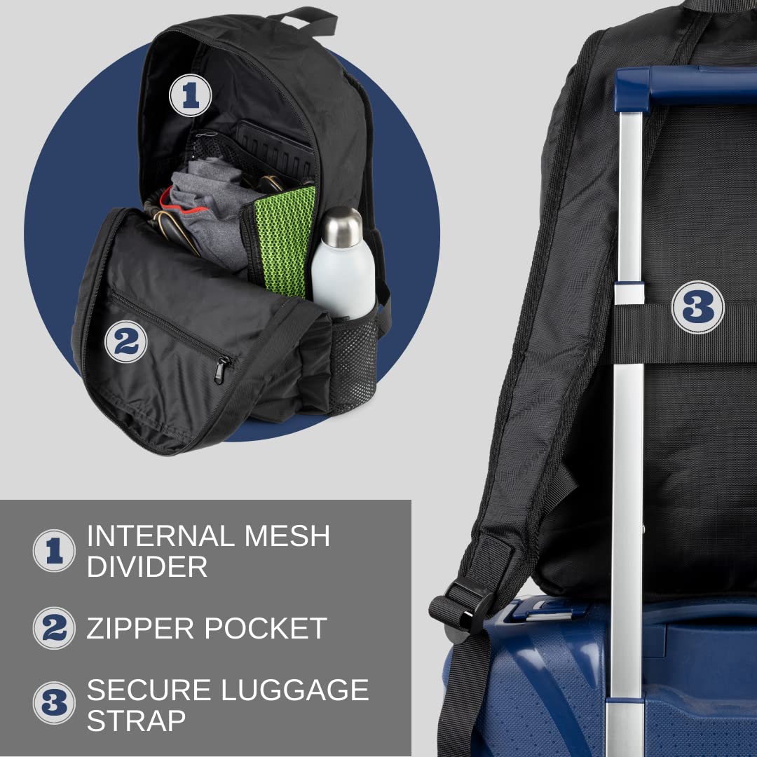 The Ridge Packable Backpack - 15L Lightweight Foldable Hiking Backpack for Men & Women | Water-Resistant Travel Daypack for Camping, Hiking, Commuting & Outdoor Adventures