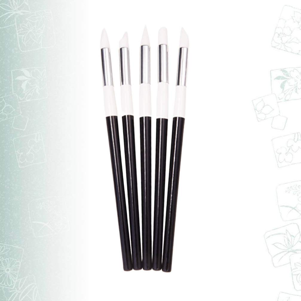 5pcs Nail Art Brush Set - Silicone Polymer Clay Tools & Nail Polish Carving Pens for Professional Manicure - Perfect for Nail Painting, Acrylic Nail Design, and DIY Nail Art at Home or Salon