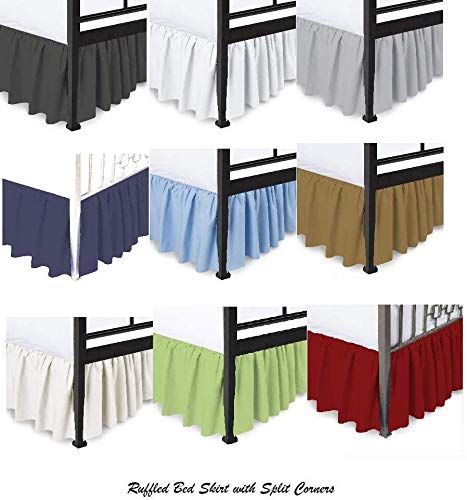 Premium 100% Microfiber Dust Ruffle Bed Skirt - Split Corner Design, Soft & Wrinkle-Free with 21