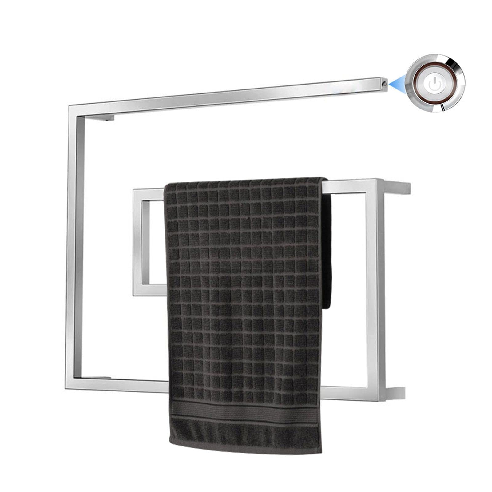 Premium SUS304 Stainless Steel Heated Towel Rack - Wall Mounted Bathroom Towel Warmer with LED Safety Switch & 8K Mirror Polish (Hardwired) - Perfect for Spa-Like Luxury in Homes, Hotels & Gyms