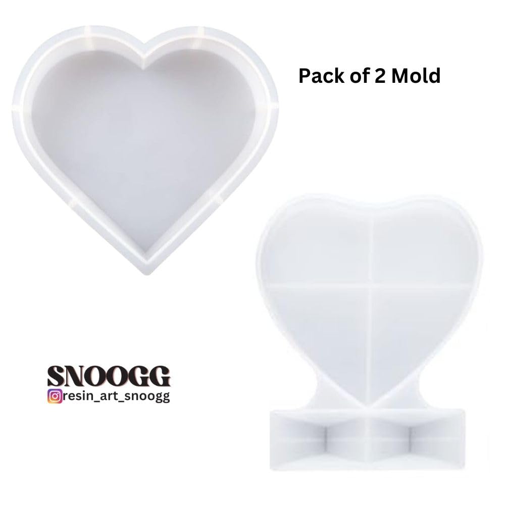 SNOOGG 2-Pack Heart Photo Stand & Hexagon Epoxy Resin Mold Set - DIY Wedding, Birthday Gifts & Clay Crafts | Perfect for Resin Jewelry, Home Decor & Handmade Gifts