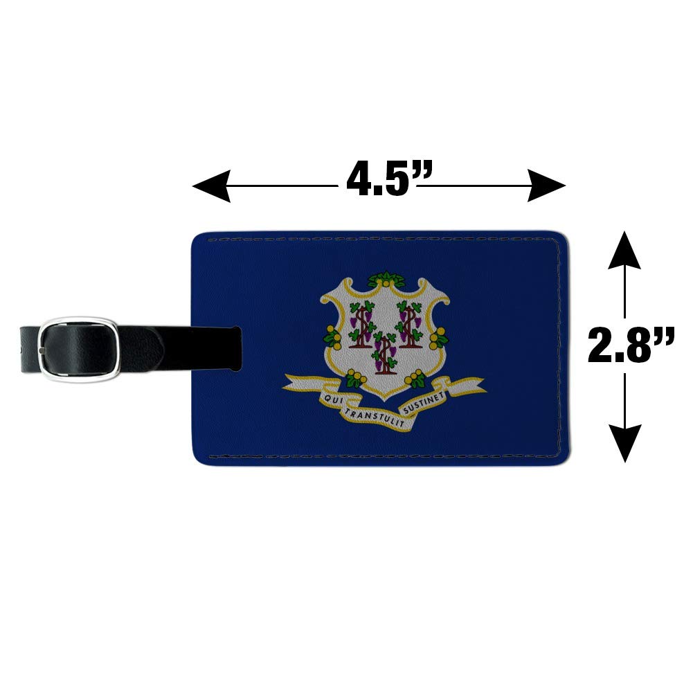 Connecticut State Flag Leather Luggage Tag - Rectangle ID Card Holder for Suitcases & Carry-On Bags | Perfect for Travel Identification & Personalized Gift