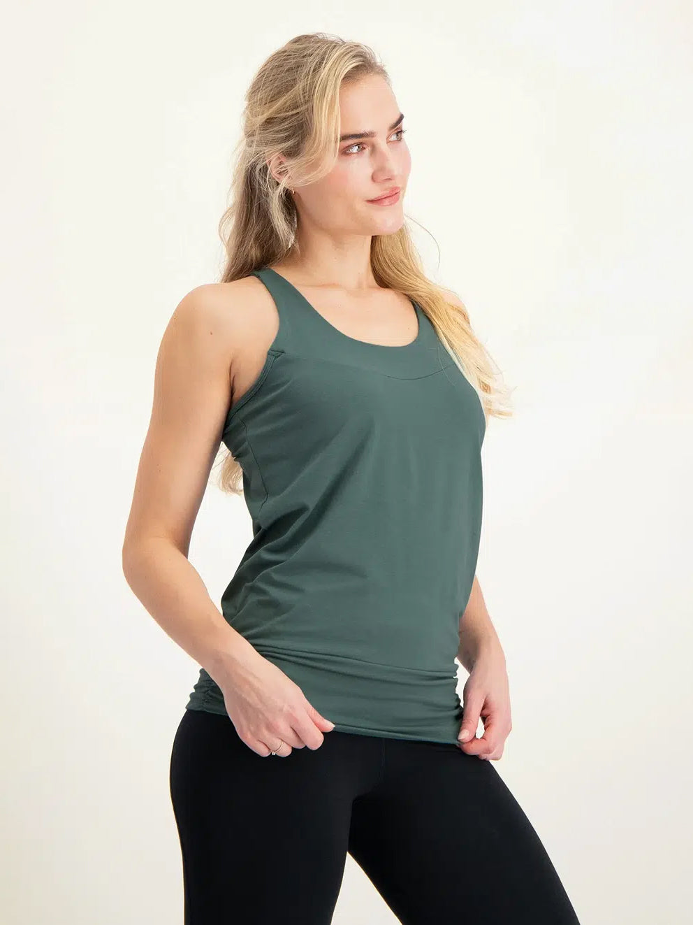 Urban Goddess Kami Yoga Tank Top - Women's Breathable Workout Shirt for Yoga & Fitness in Forest Green - Perfect for Gym, Studio & Outdoor Activities
