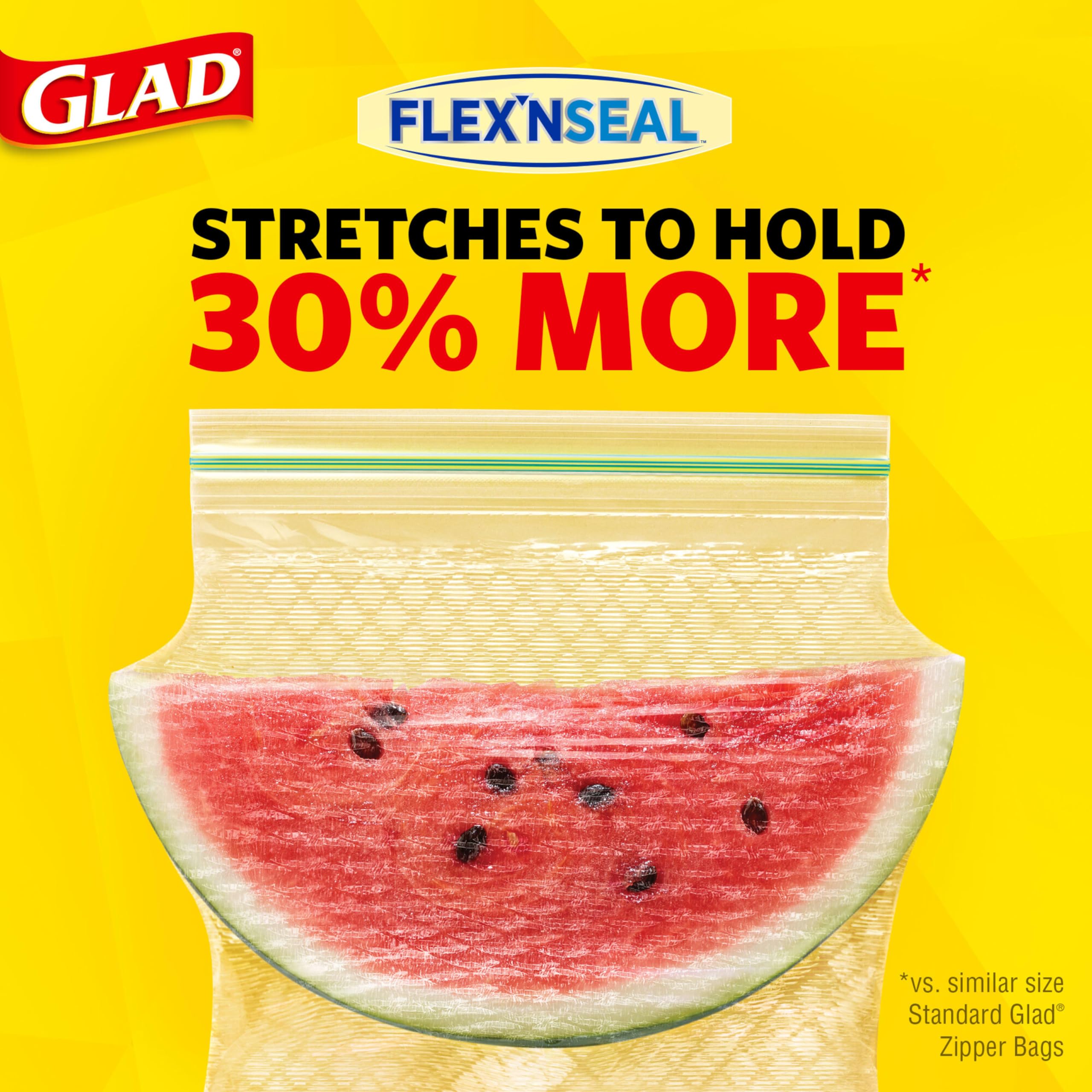 Glad Flex'N Seal Gallon Food Storage Bags - 35 Count (Packaging May Vary) | Airtight Plastic Bags for Freezer, Meal Prep & Leftovers | BPA-Free Kitchen Storage Solution