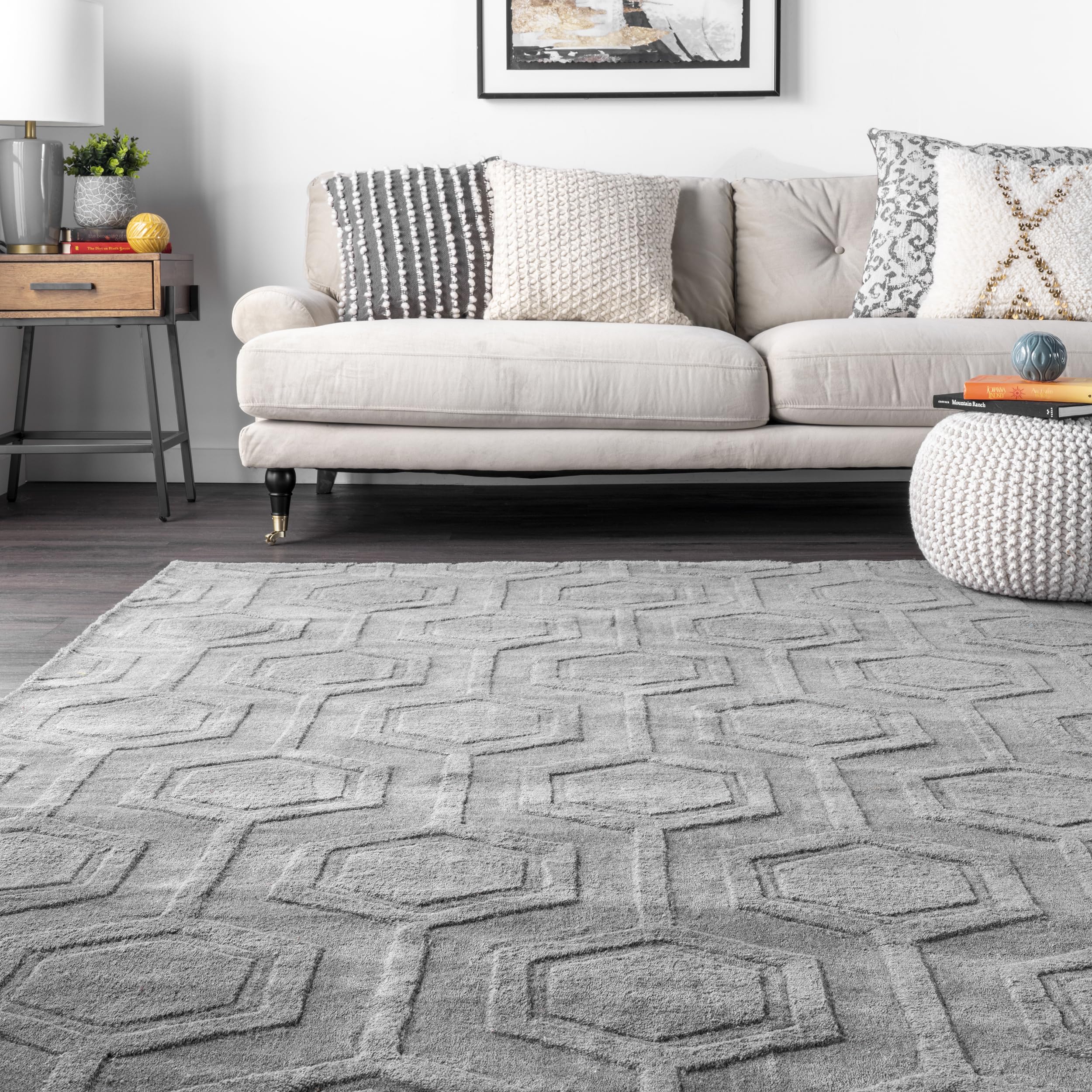 nuLOOM Hand Woven Ambrose 9x12 Grey Area Rug - Perfect for Living Room, Bedroom & Home Decor