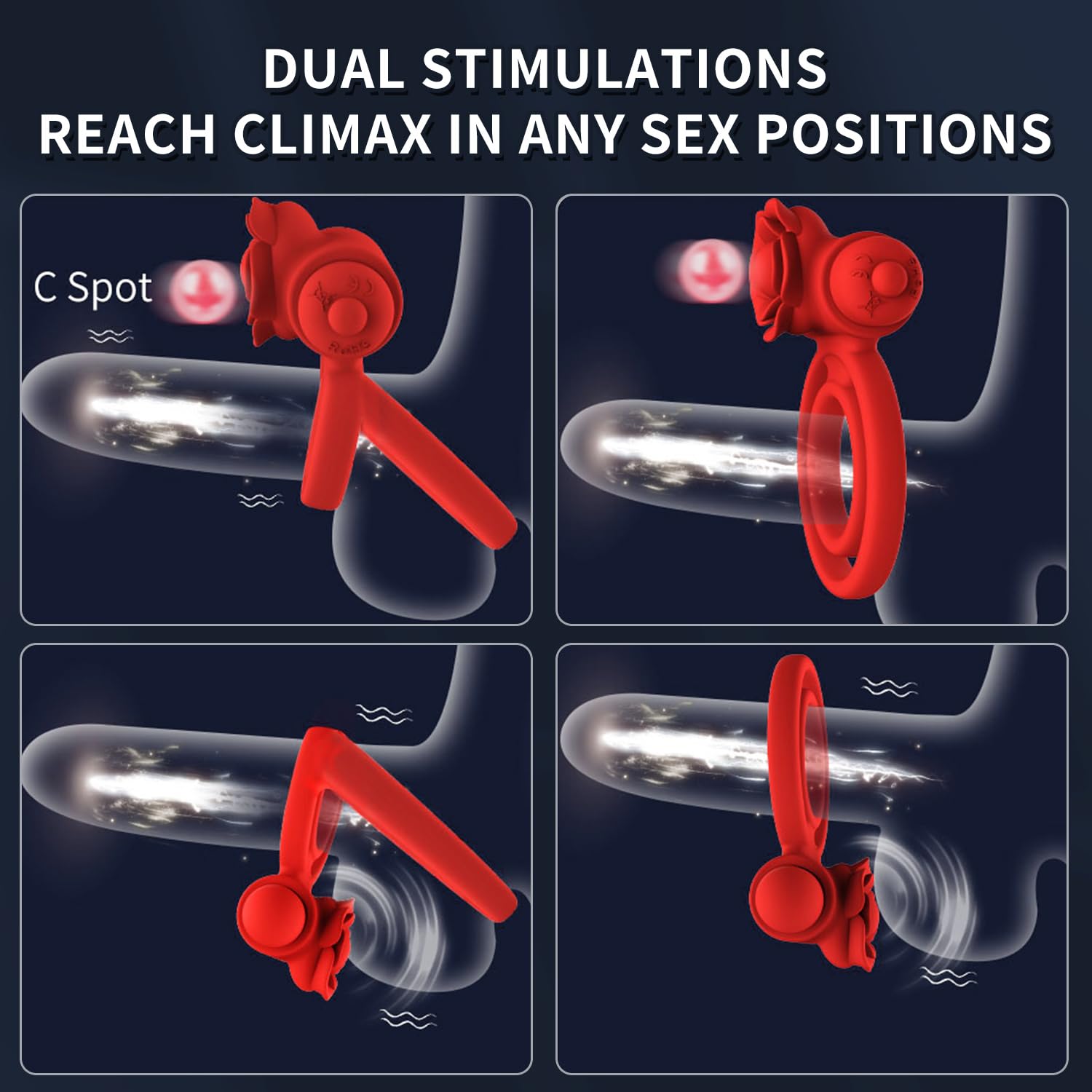 Premium Rose Penis Ring Vibrator - 10 Powerful Vibration Modes for Enhanced Pleasure, Couples Sex Toy for Men & Women, Stimulating Cock Ring for Clitoral & Penile Pleasure - Perfect for Romantic Nights & Spicing Up Your Love Life