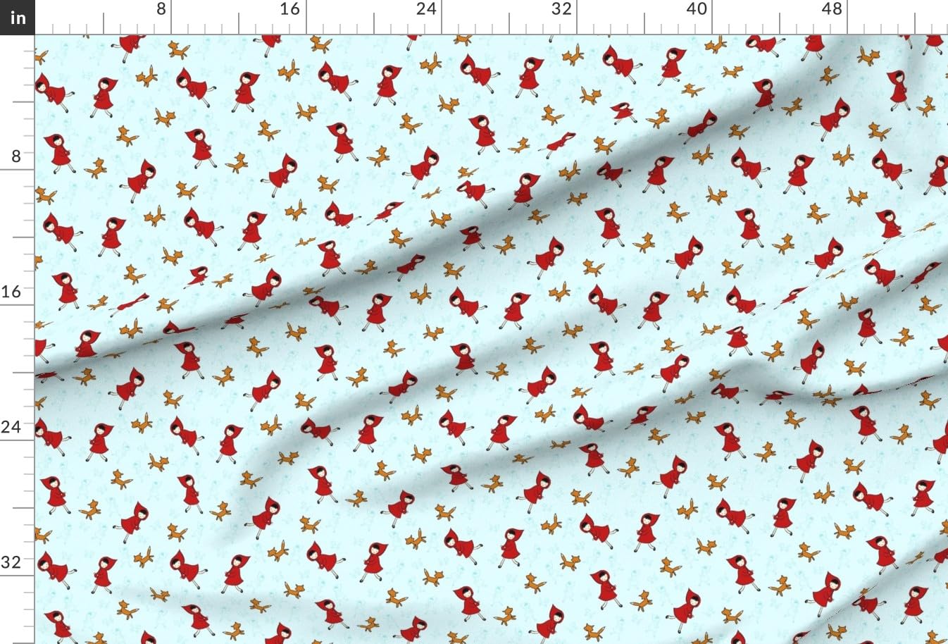 Premium Spoonflower Fabric - Red Blue Wolf Fox Woods Woodland Fairy Tale Cute Printed Minky Fabric Fat Quarter - Perfect for Sewing Baby Blankets, Quilt Backing & Plush Toys - Soft & Cozy for Nursery Decor & DIY Craft Projects