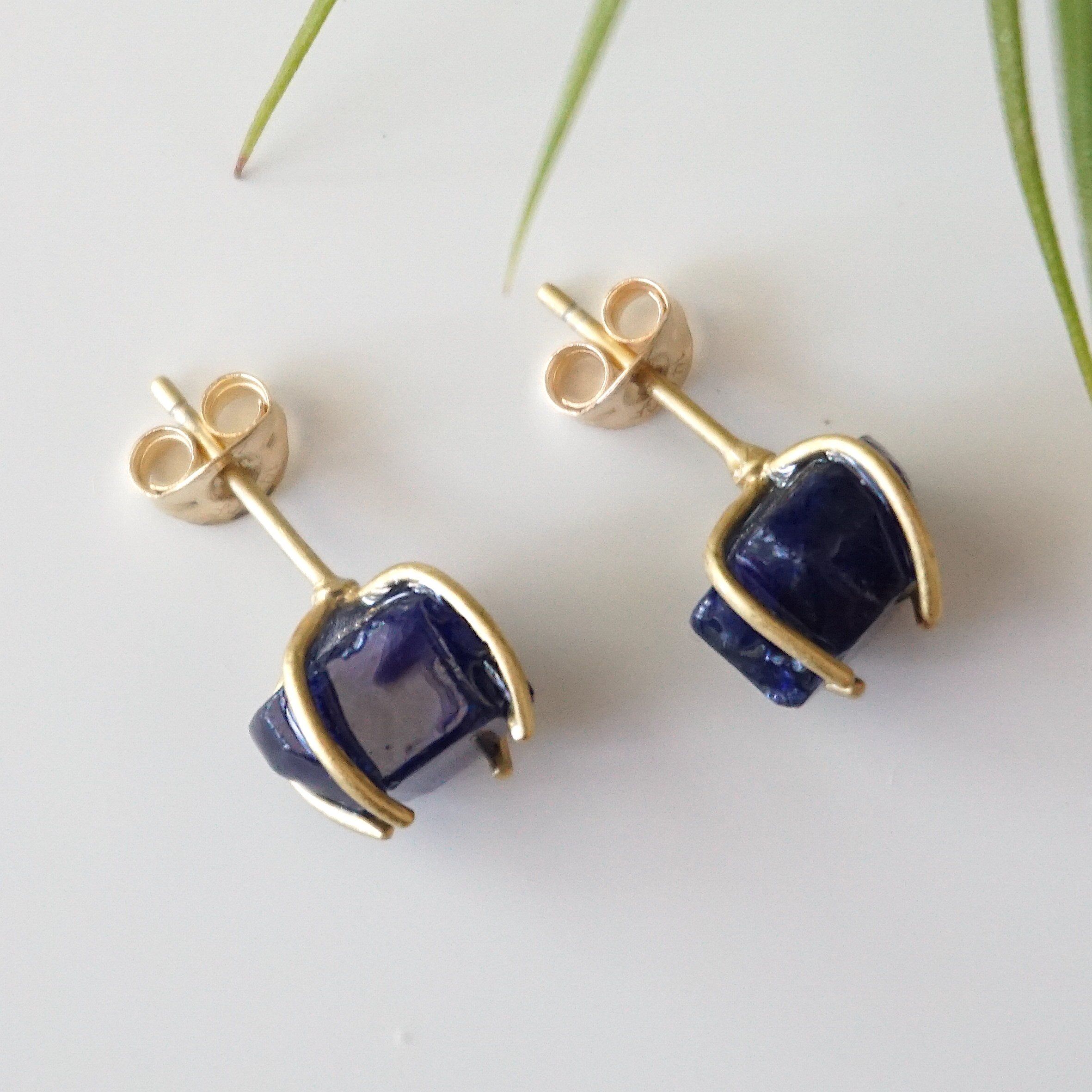 14K Gold Filled Sapphire Huggie Stud Earrings for Women - Elegant Everyday Jewelry & Special Occasion Gifts