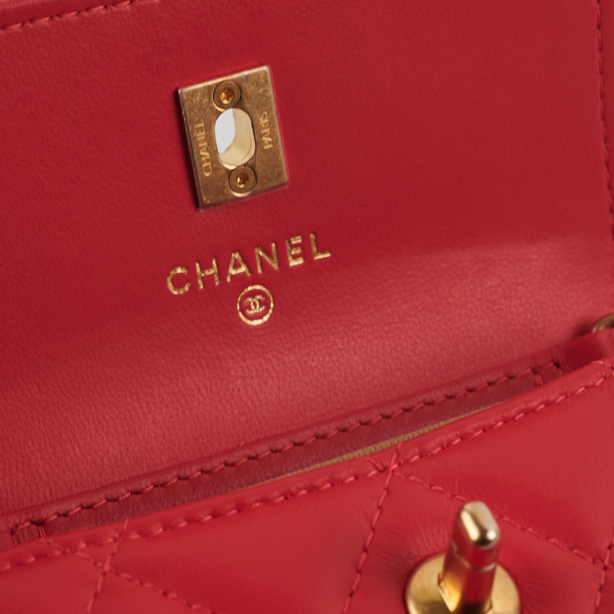 Chanel Micro Bag Pearl Crush Red Crossbody Bag - Luxury Designer Handbag for Women, Perfect for Parties, Dates & Special Occasions